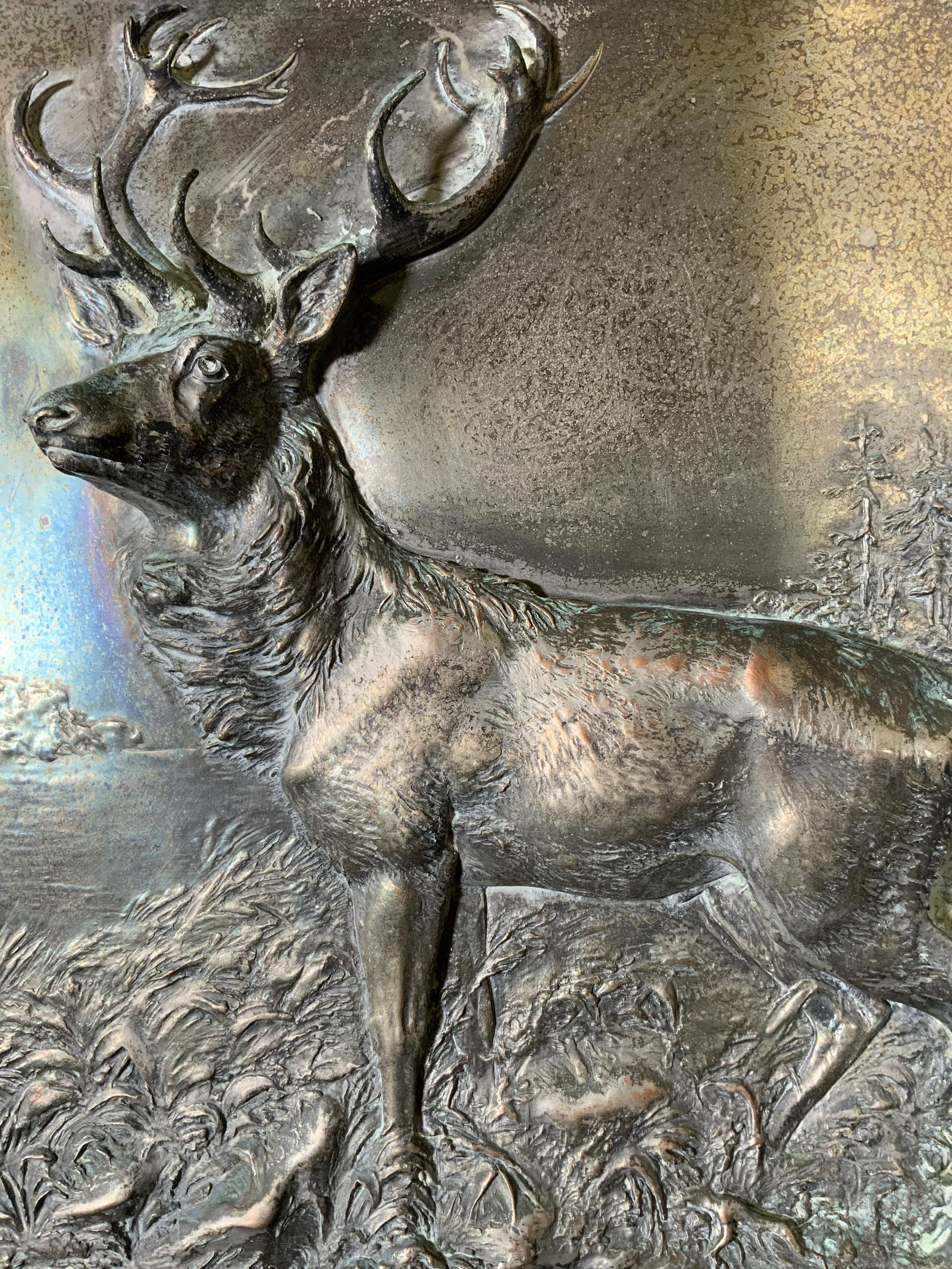 FRITZ DILLER Signed Metal Elk Relief Sculpture (1 of 7)