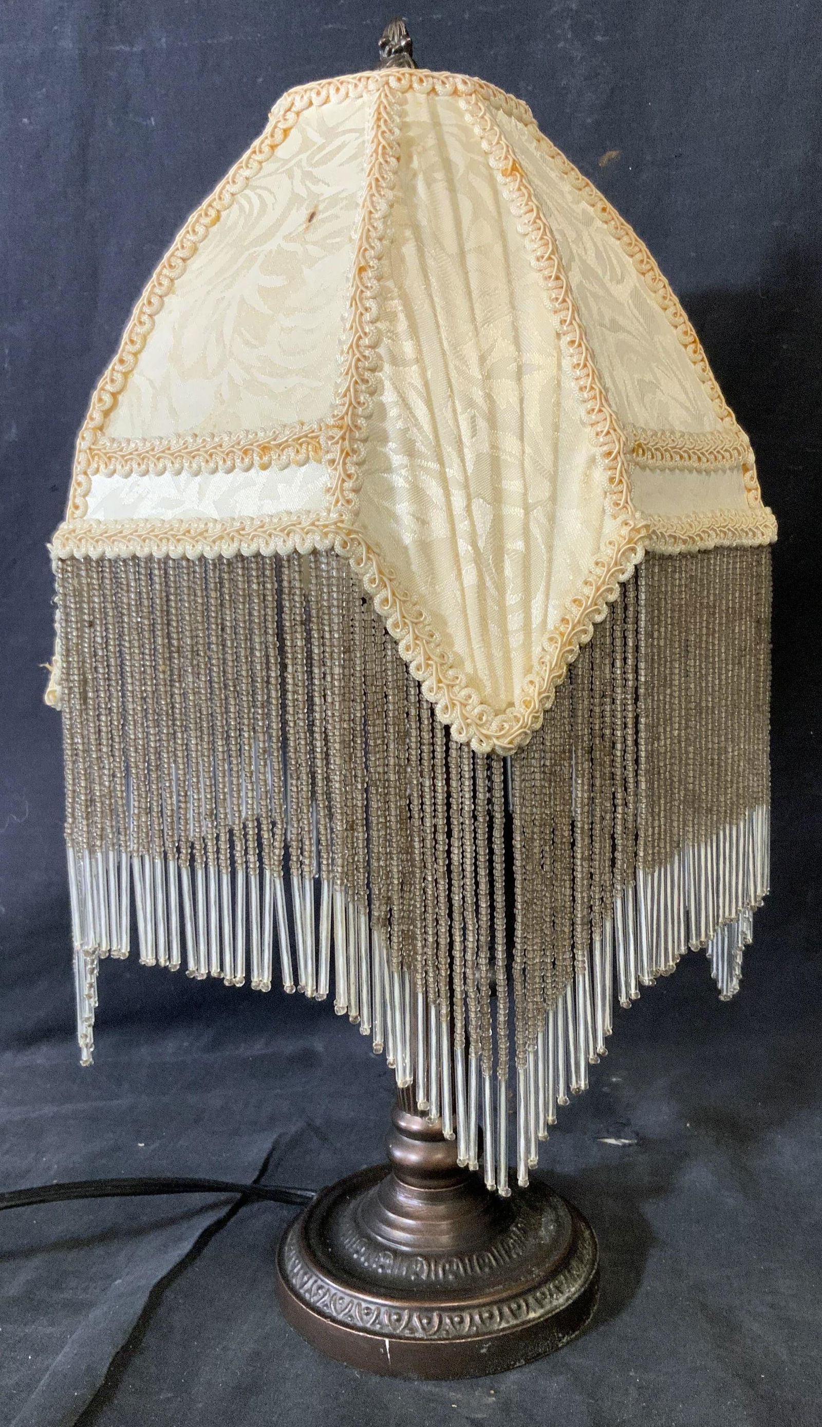Vintage Beaded Fringed Tabletop Lamp (1 of 6)
