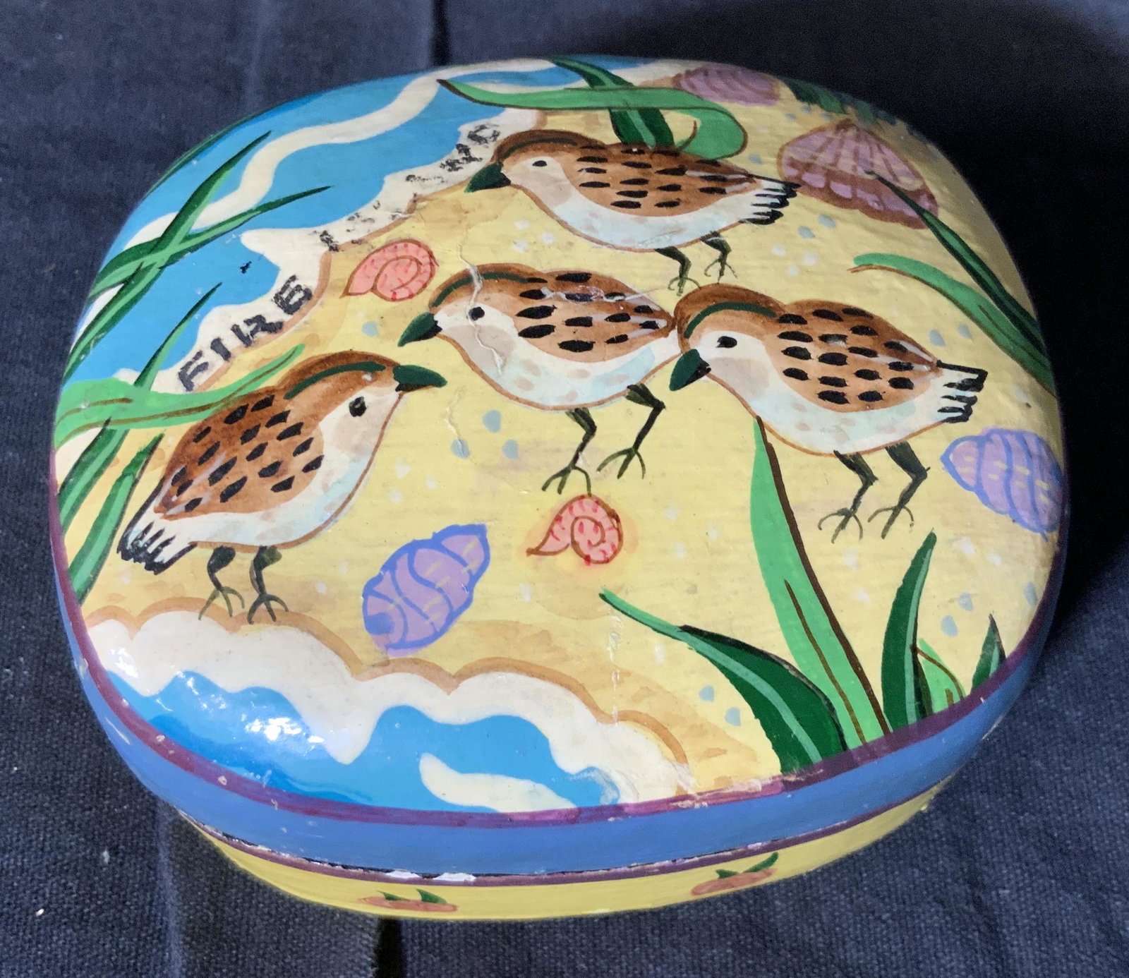 2 Painted Composite Material Lidded Trinket Boxes (1 of 5)