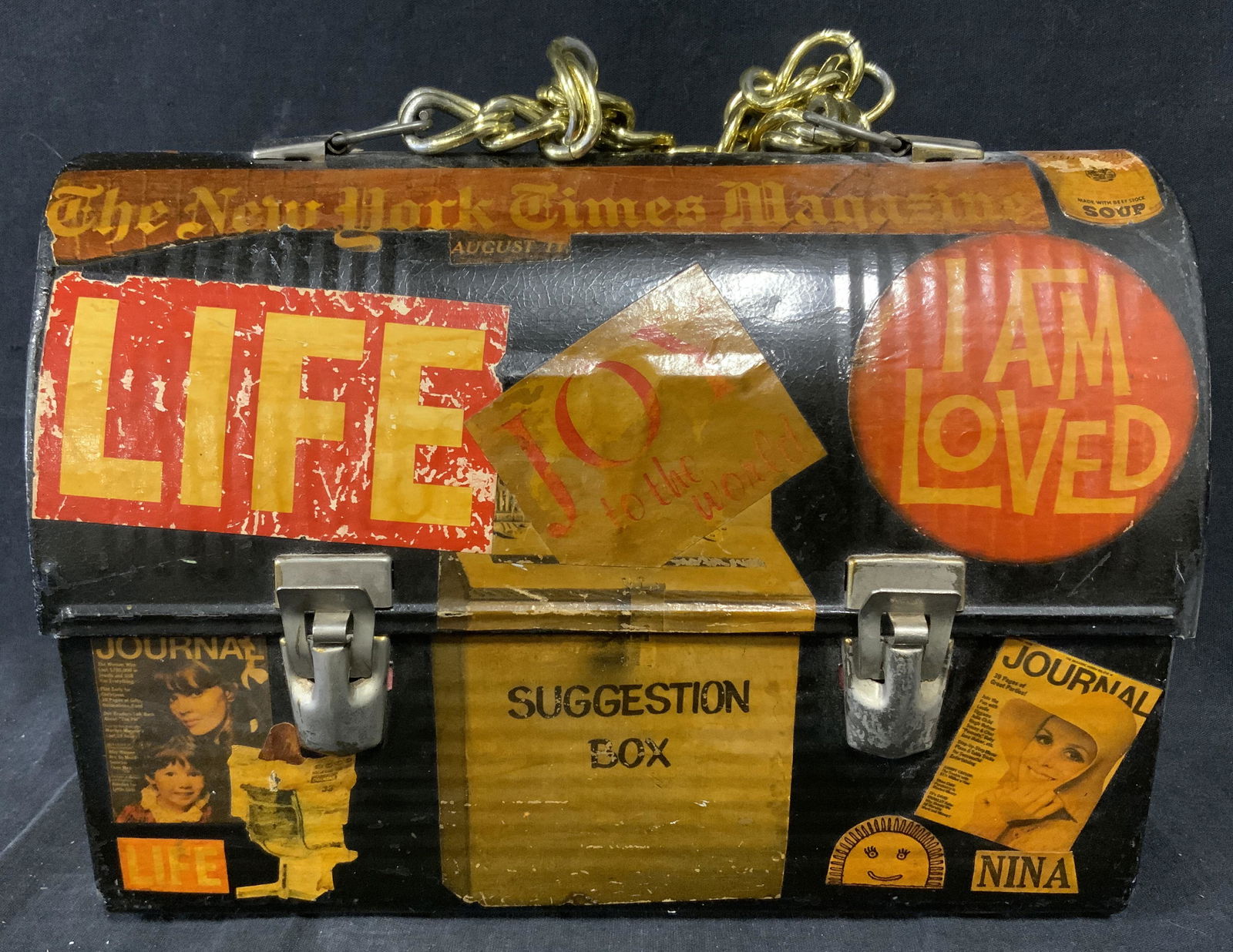 Vintage Decoupage Handled Metal Box (1 of 6)