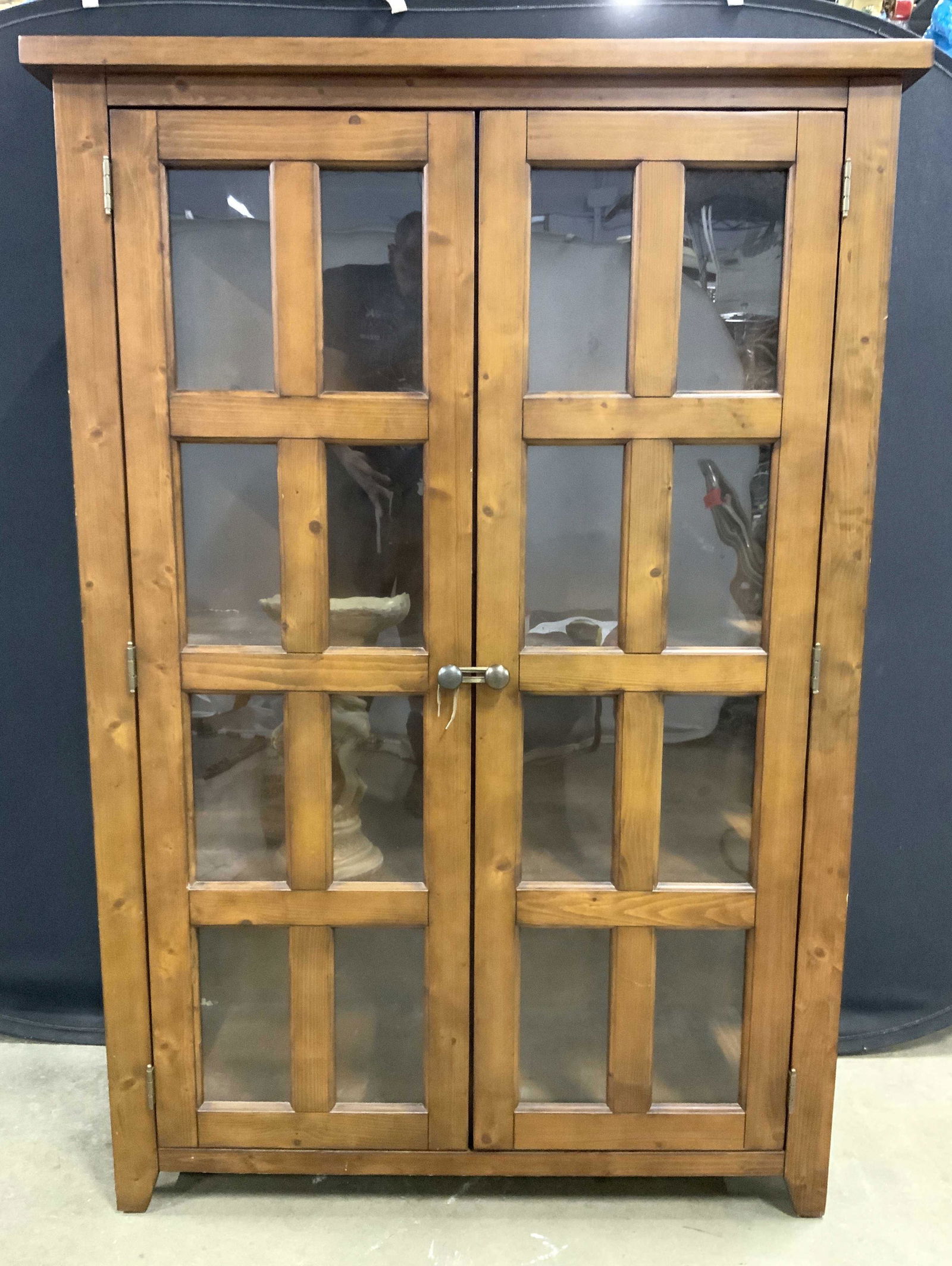 Vintage Windowed Wooden Bookshelf W 3 Shelves (1 of 8)