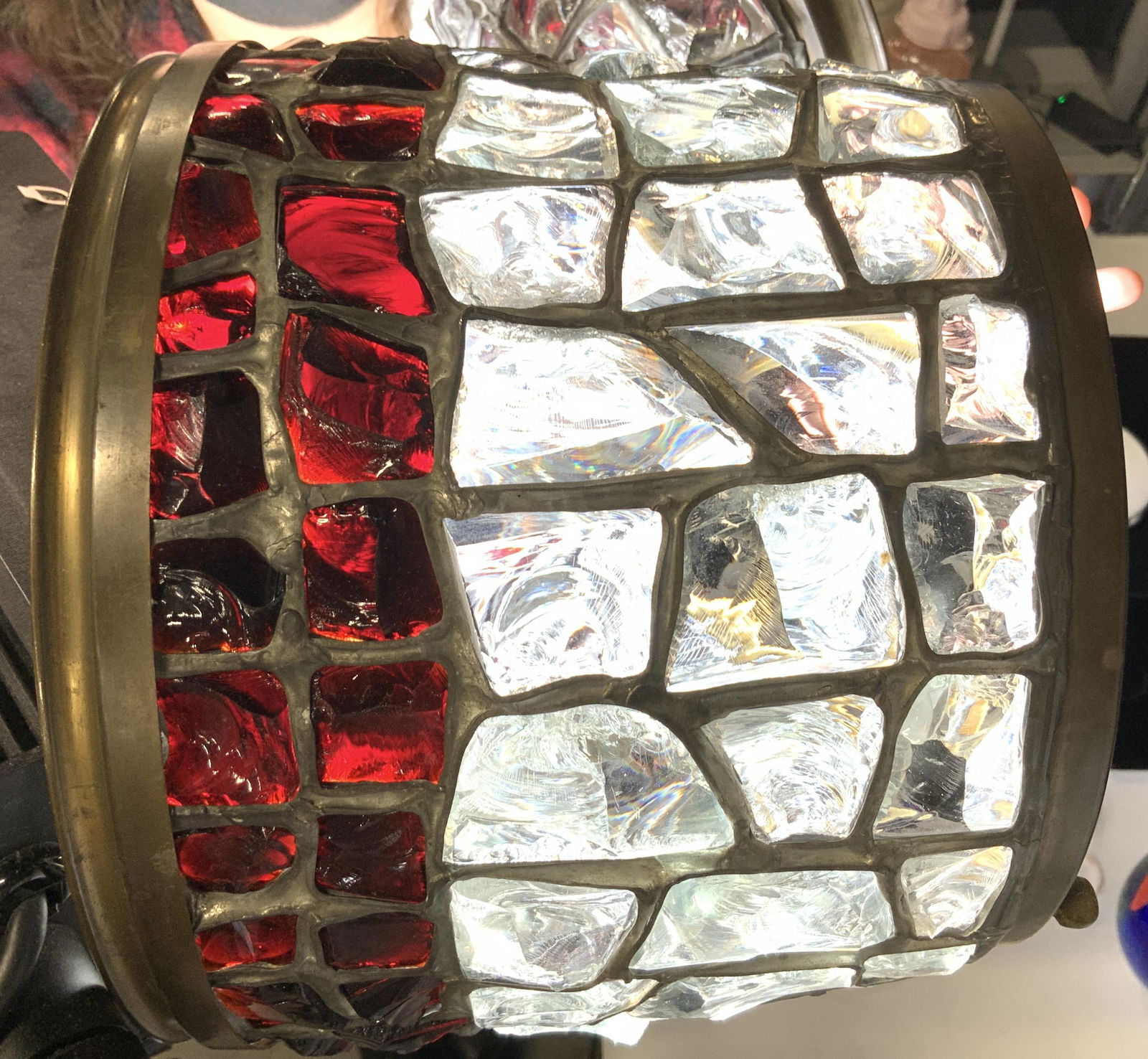 Vintage Ship Lamp Cover w Cobble Glass Shade (1 of 8)