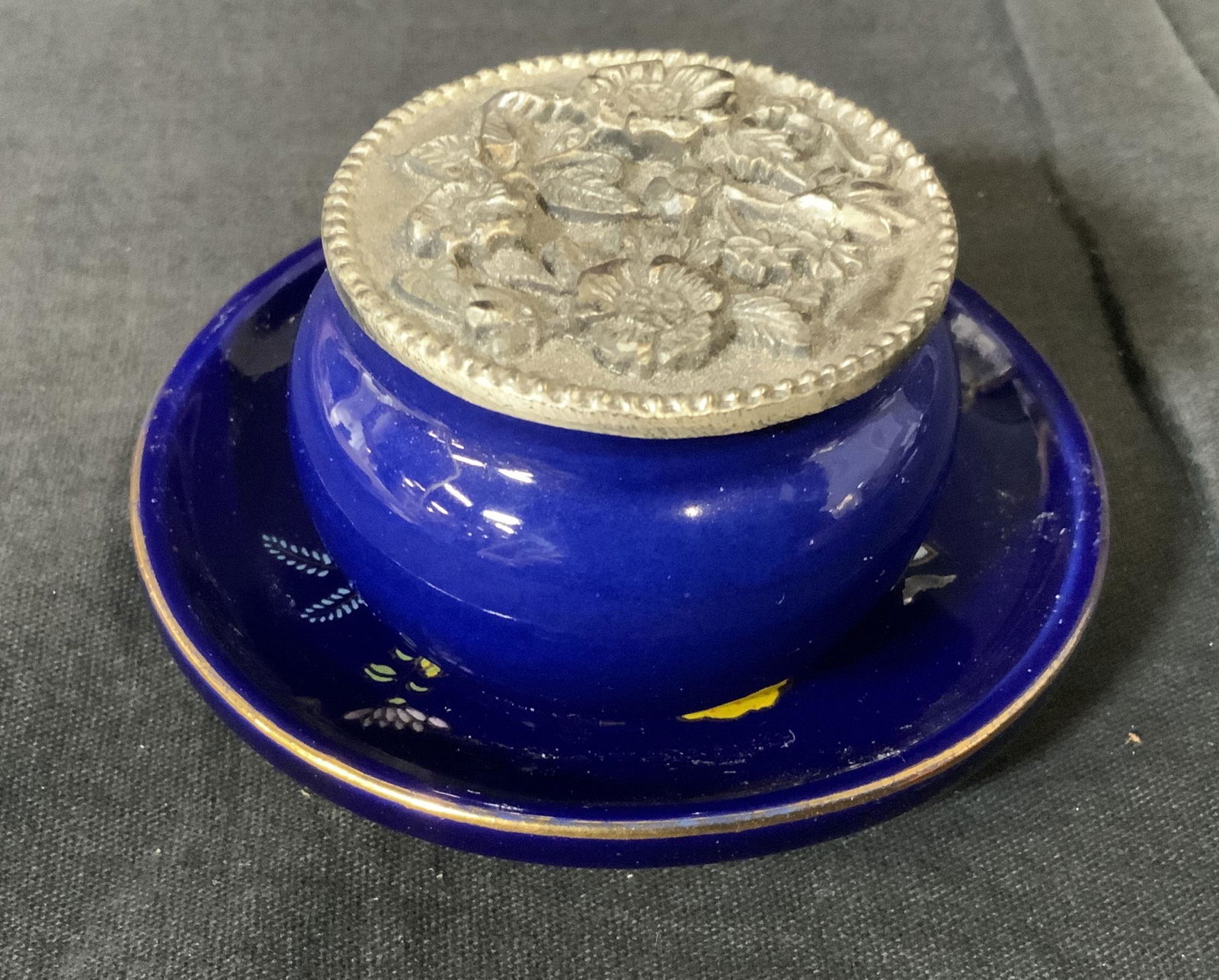 Porcelain & Metal Lidded Box & Dish (1 of 5)