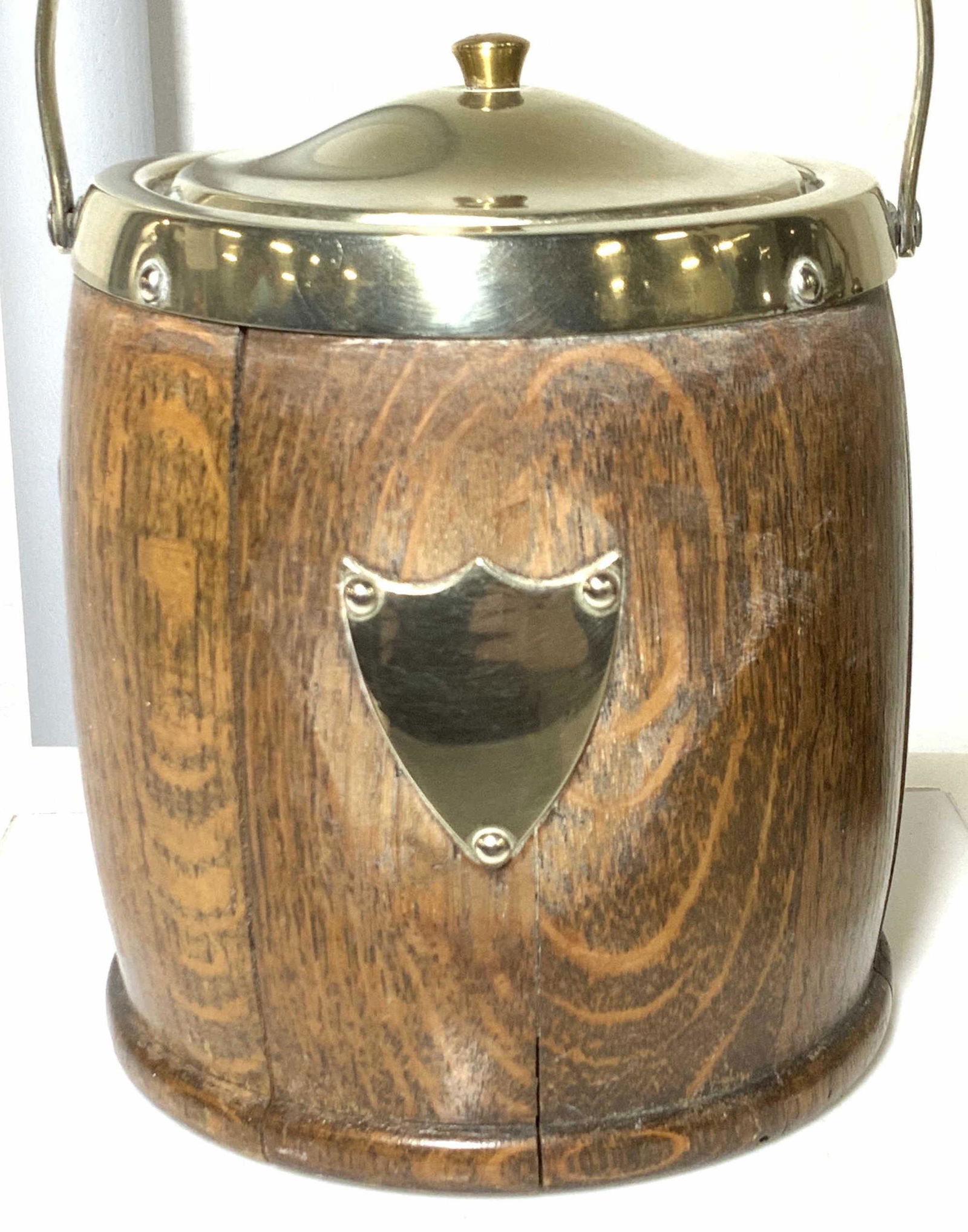 Vintage English Oak Biscuit Barrel (1 of 10)