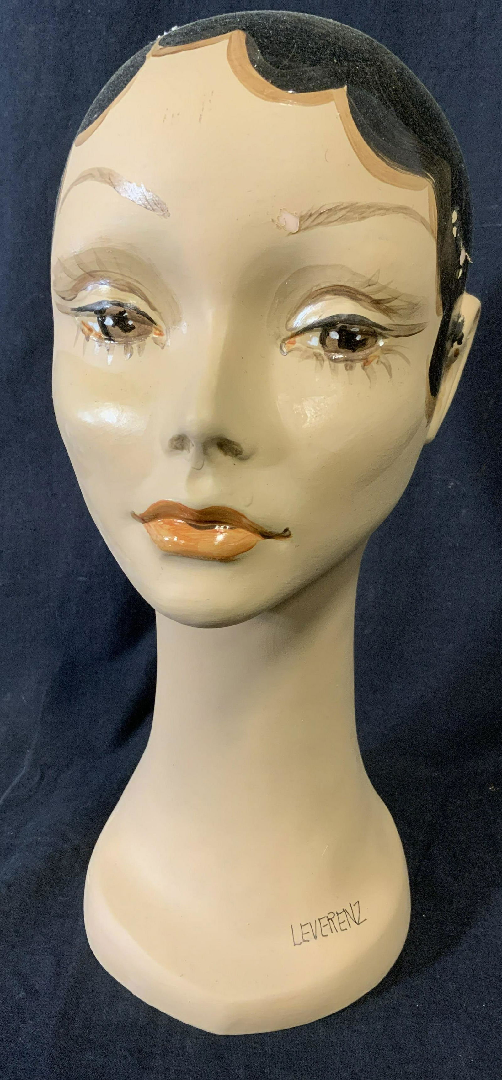 LEVERENZ  Hand Painted Mannequin Wig Stand Signed (1 of 7)