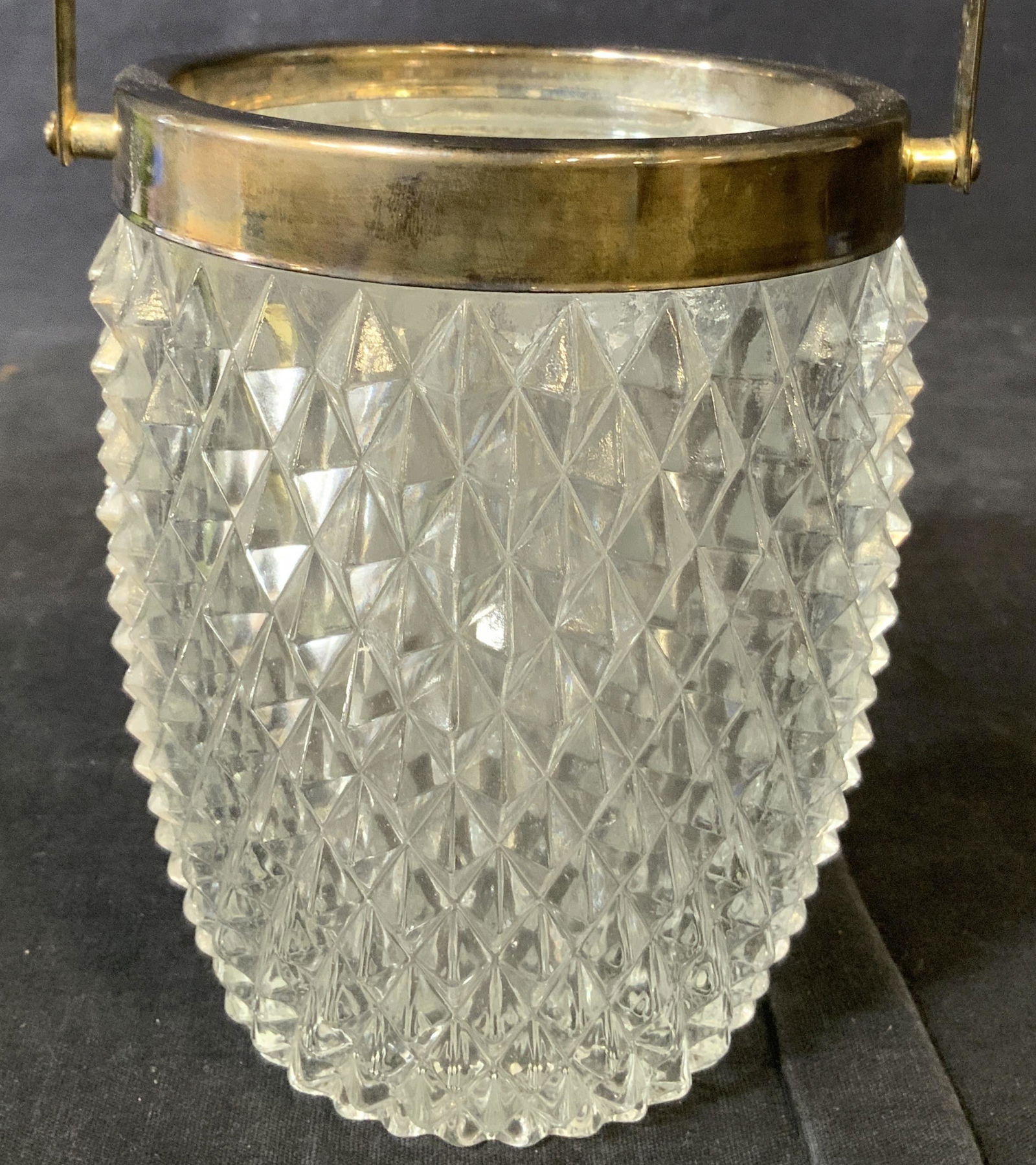 Lot 2 Glass Ice Bucket W Metal Rim & Tongs (1 of 8)