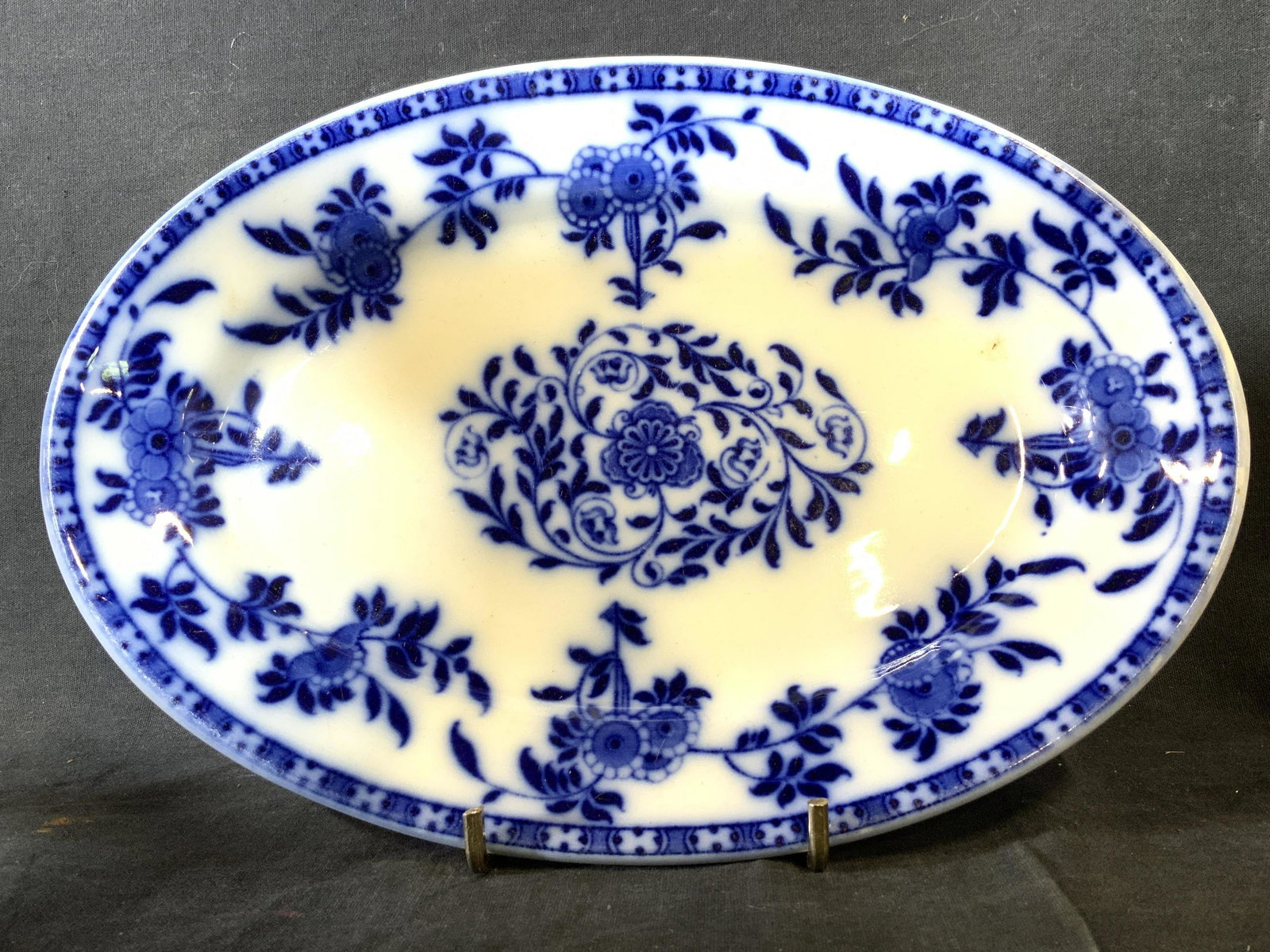 MEISSEN Oval Flower Blue Patterned Platter (1 of 7)