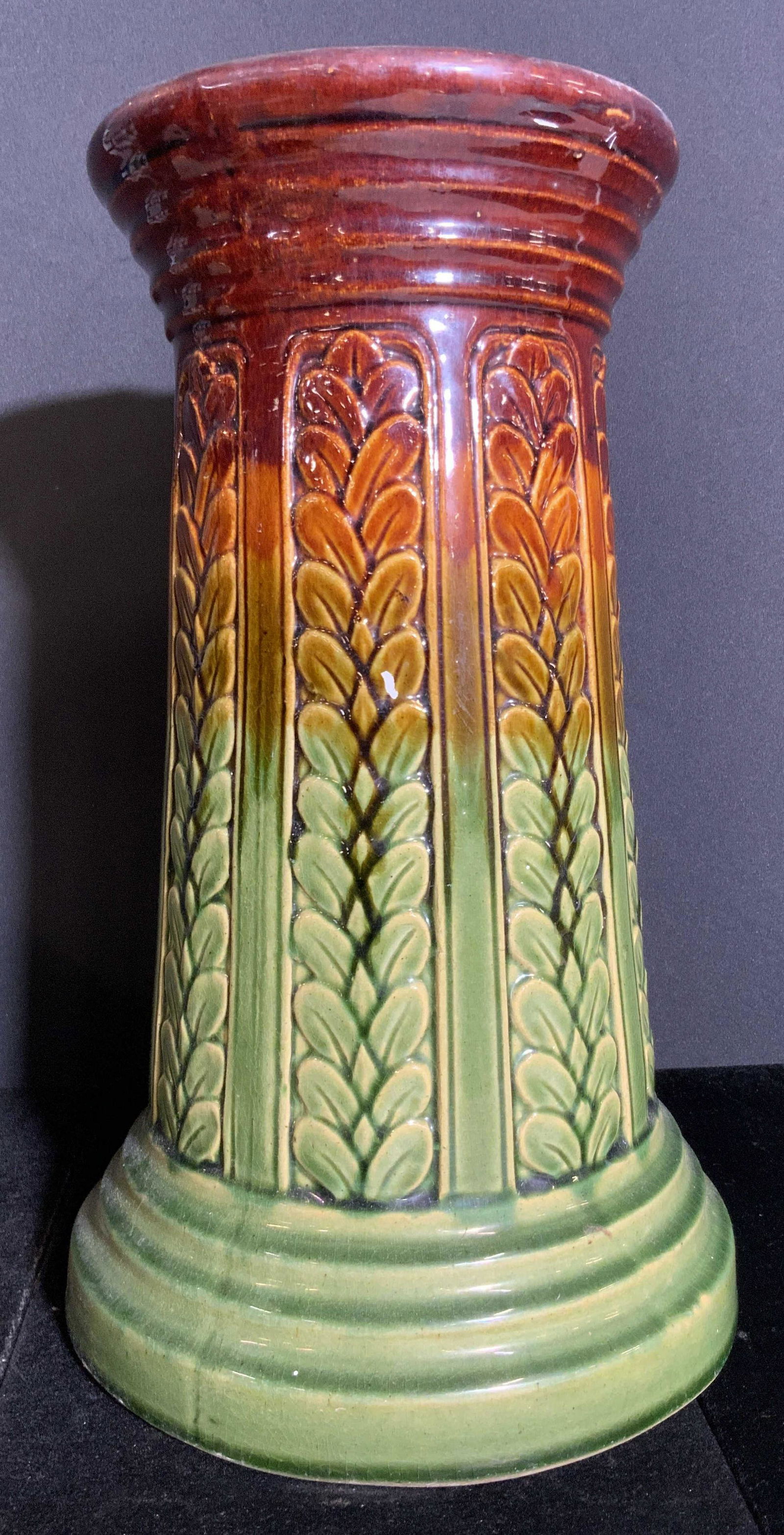 Vintage Glazed Ceramic Floor Plant Stand Pedestal (1 of 8)