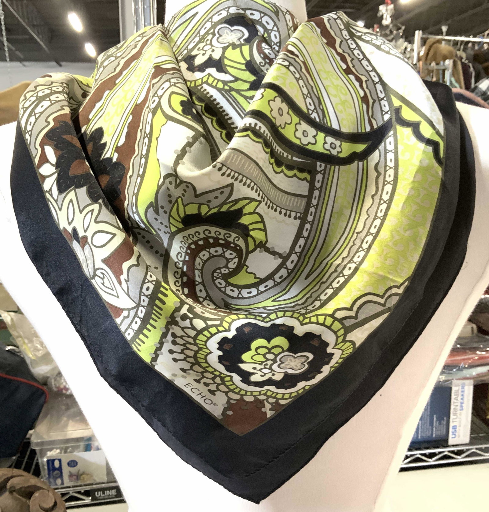ECHO Silk Paisley & Floral Signed Square Scarf (1 of 6)