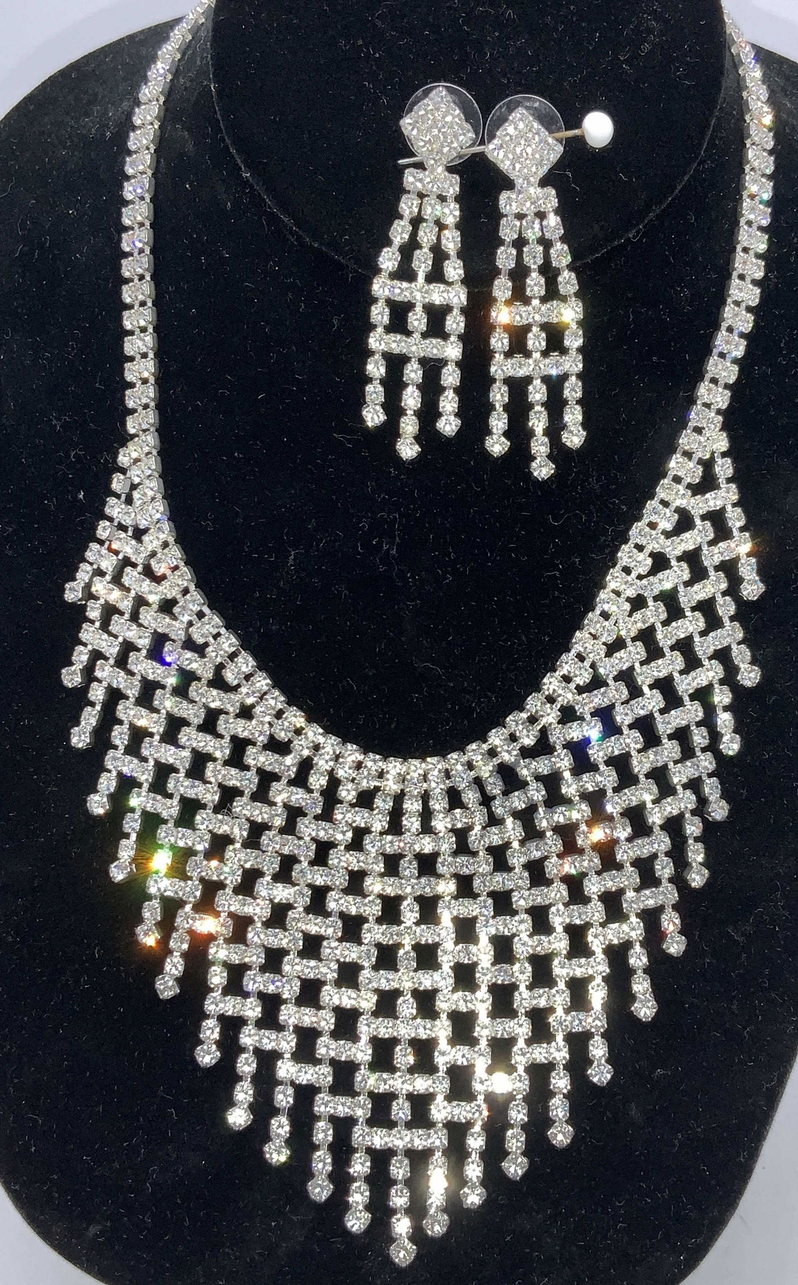 Rhinestone Bib Necklace & Earring Set, Jewelry (1 of 7)