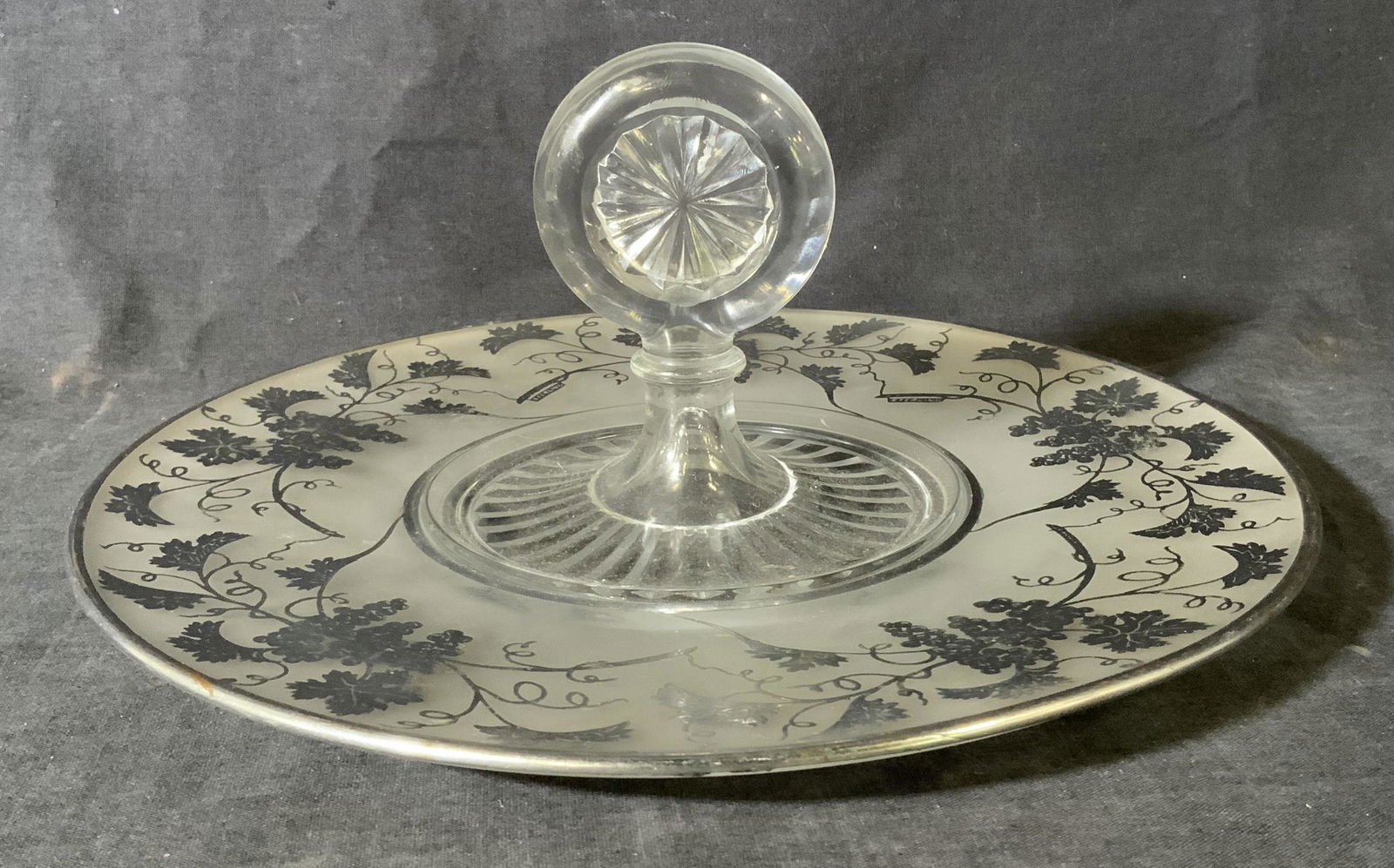 Glass Tidbit Server with Sterling Silver Overlay (1 of 5)