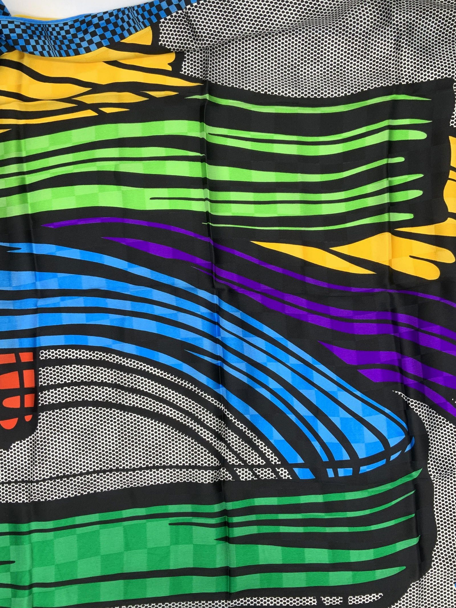 ELAINE GOLD SIGNED Silk Abstract Scarf, Japan (1 of 7)