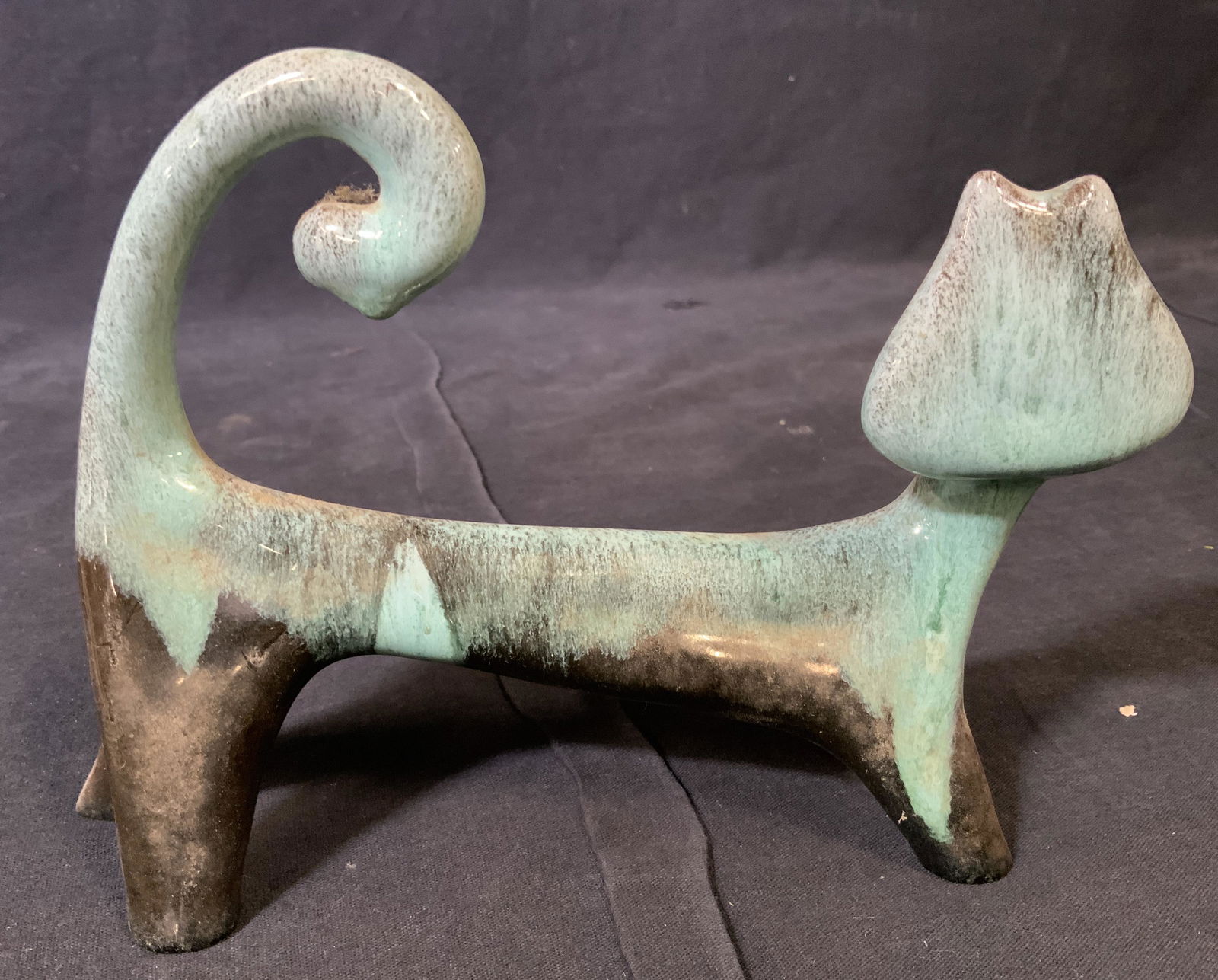 Ceramic Black & Blue Cat Figural (1 of 6)