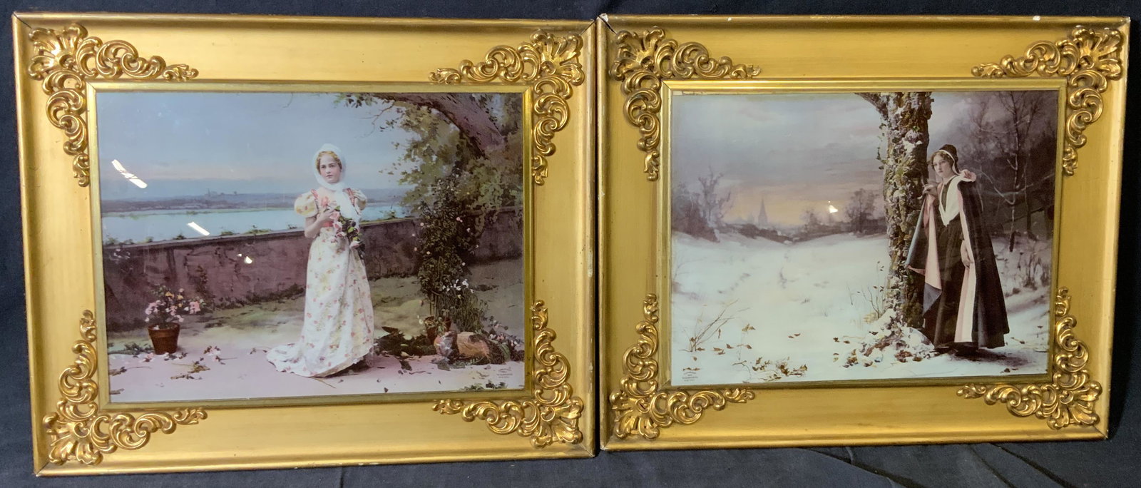 Pair Lithograph on Glass Solo Females (1 of 8)