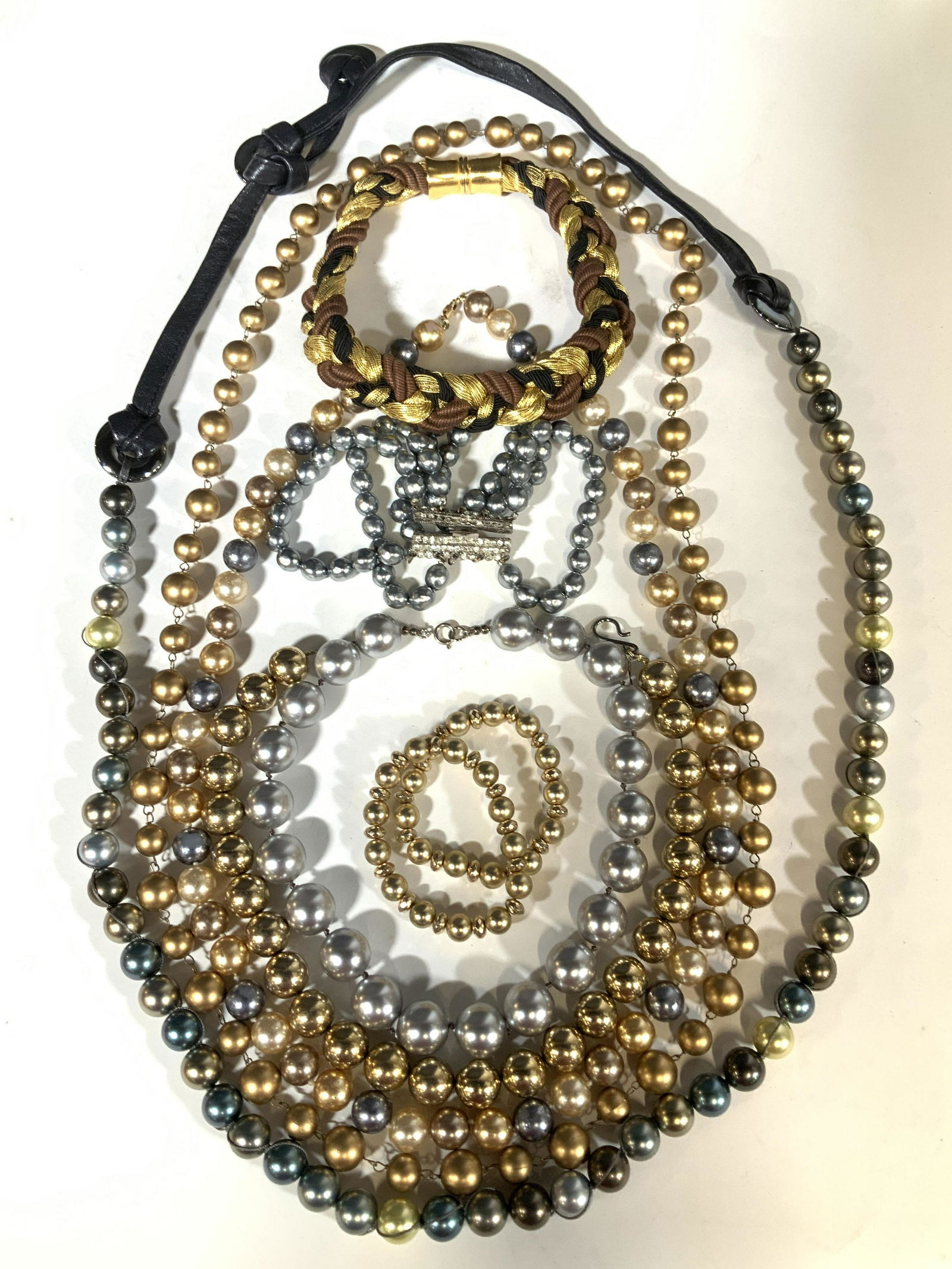 Pearlescent and Gold Bead Jewelry Lot 9, more (1 of 15)