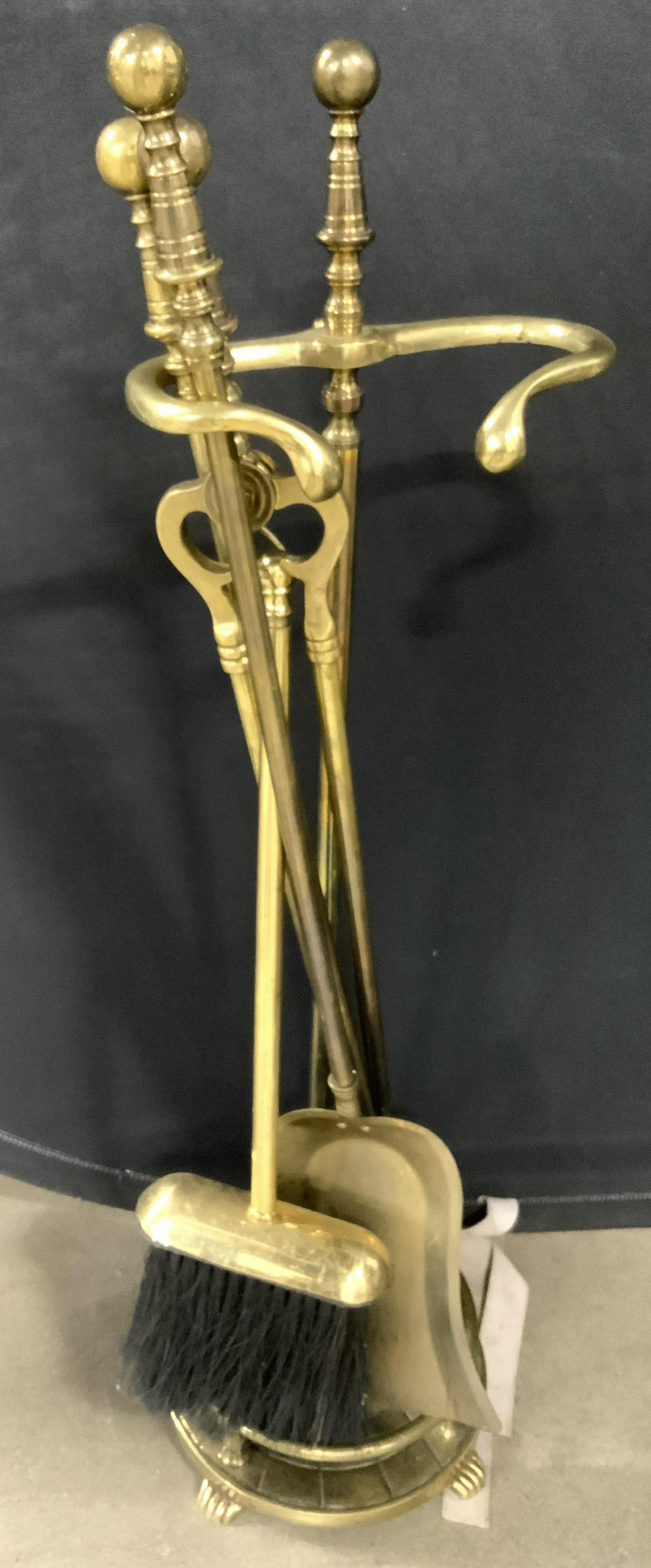 Set 4 Vintage Brass Fireplace Tool Set (1 of 8)