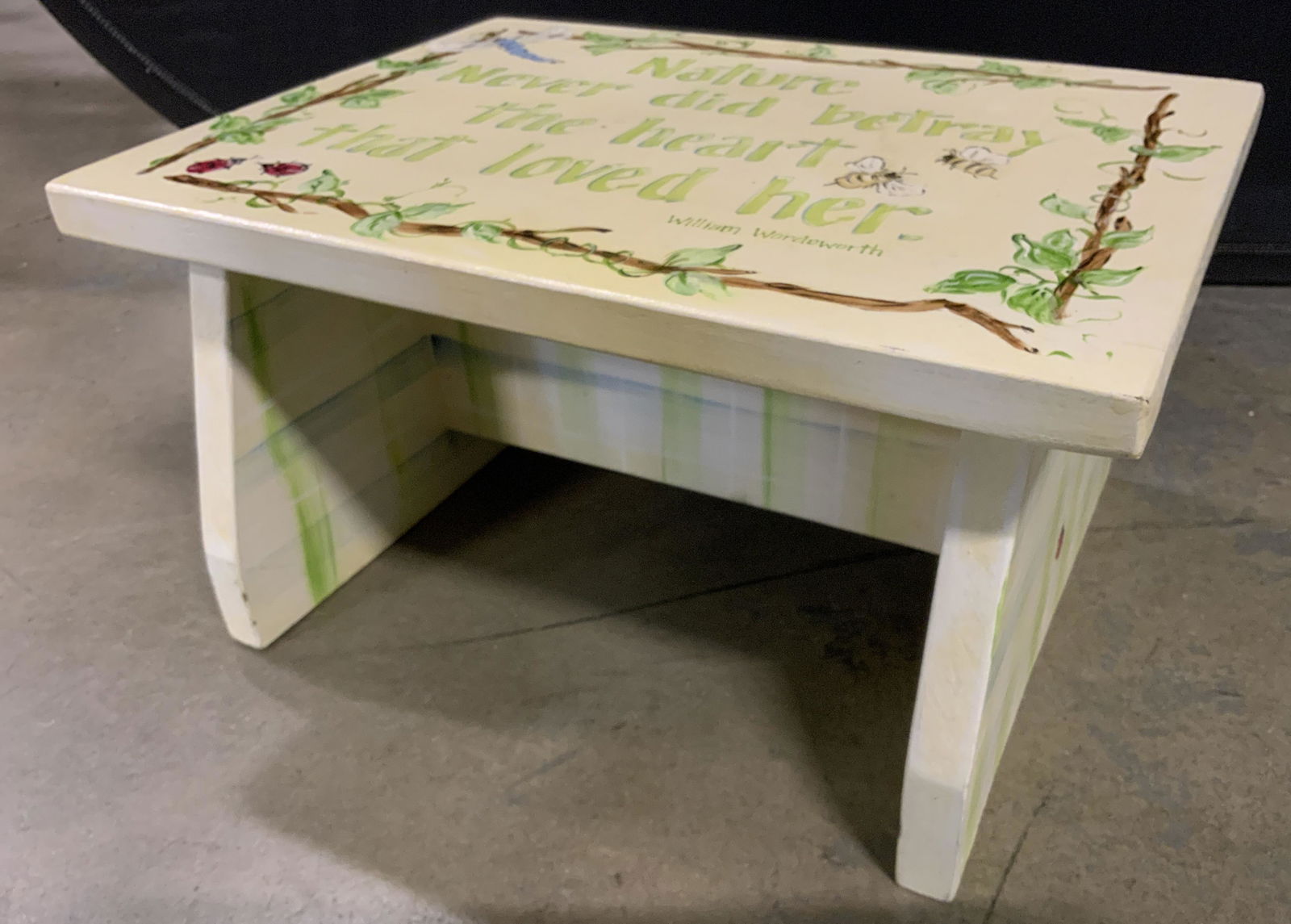 Vintage Wooden Hand Painted Footstool (1 of 7)