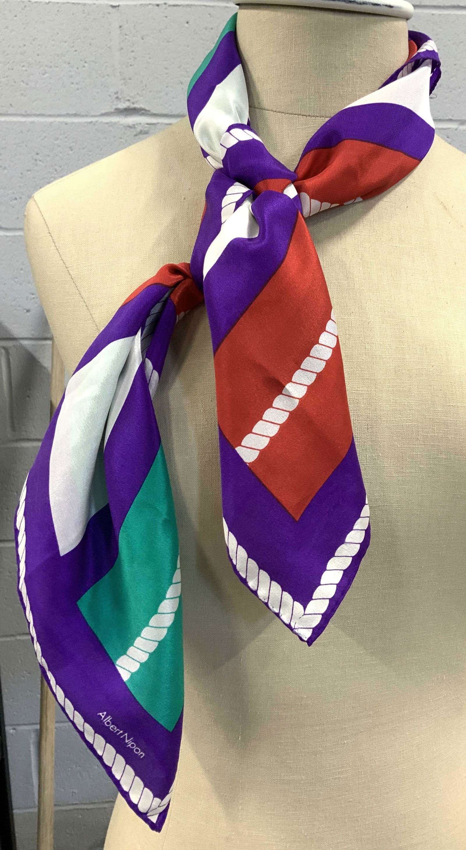 Albert NIPON Nautical Ship Rope Silk Scarf (1 of 6)