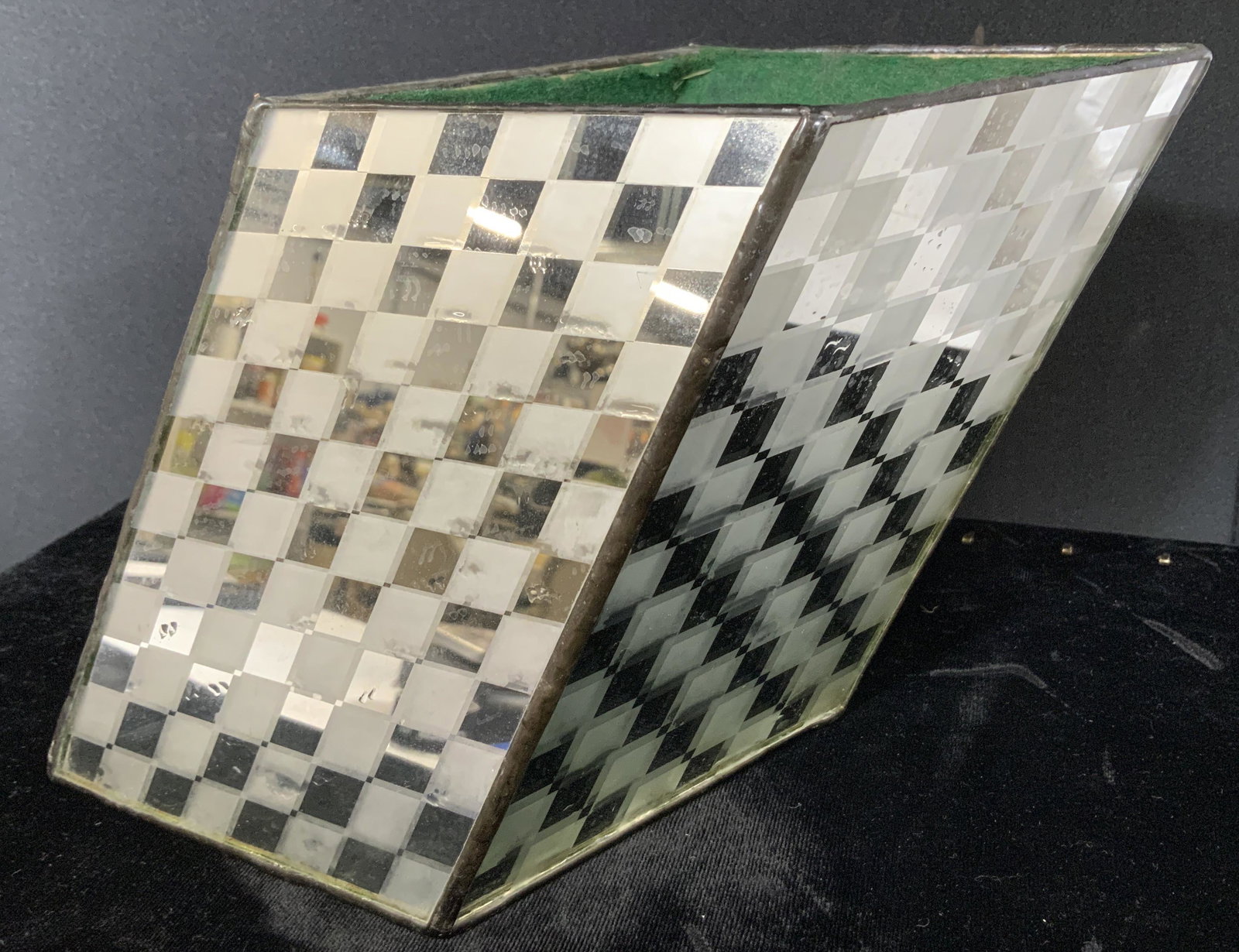 Checkered Mirror Desktop Accessory, Vintage (1 of 6)