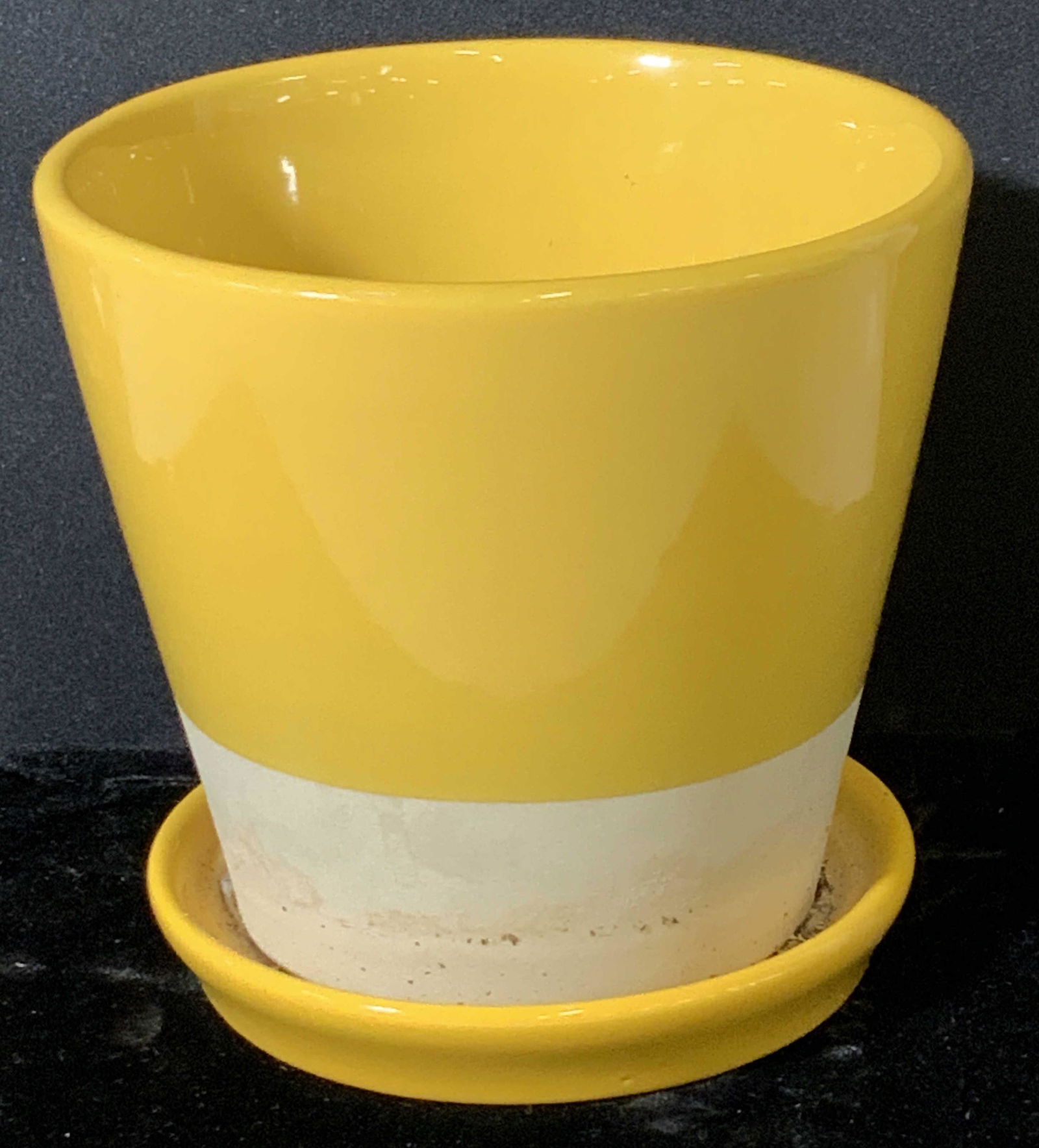 4.5 in. Yellow Ceramic Planter (1 of 5)