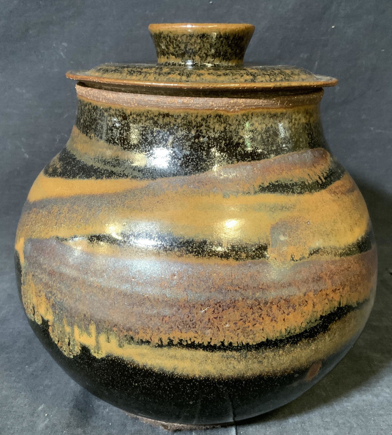 Black & Brown Lidded Ceramic Pot (1 of 7)