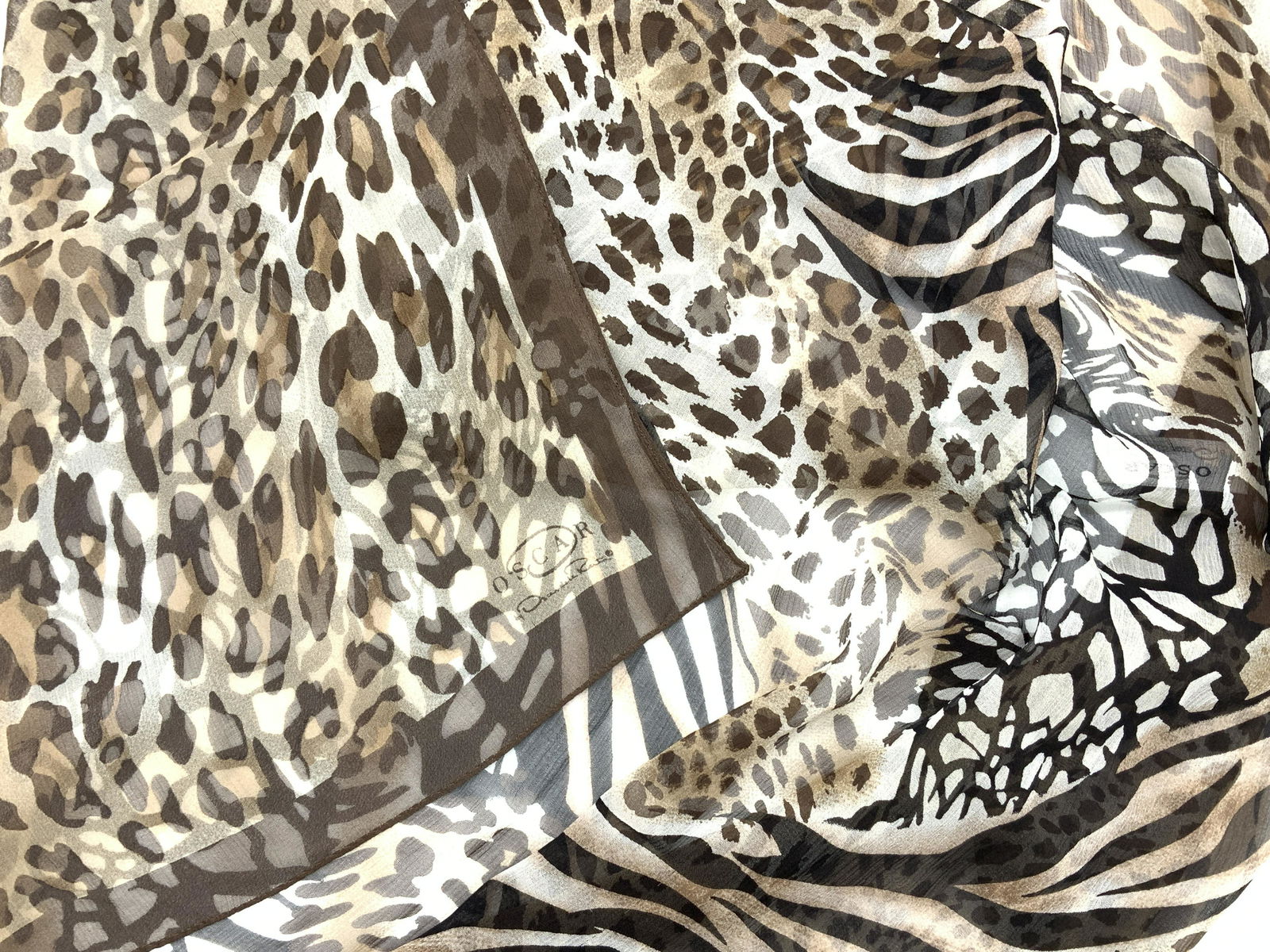 Oscar de la RENTA Sheer Animal Print Silk Scarf (1 of 6)
