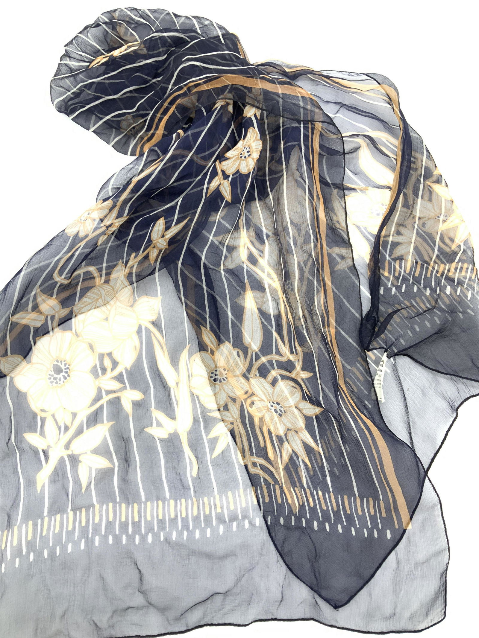 Made in France Navy Blue Sheer Fashion Scarf (1 of 5)