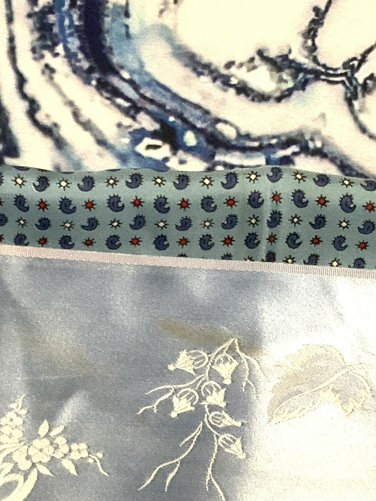 Lot 3 Vntg Blue Patterned Ladies Fashion Scarves (1 of 12)