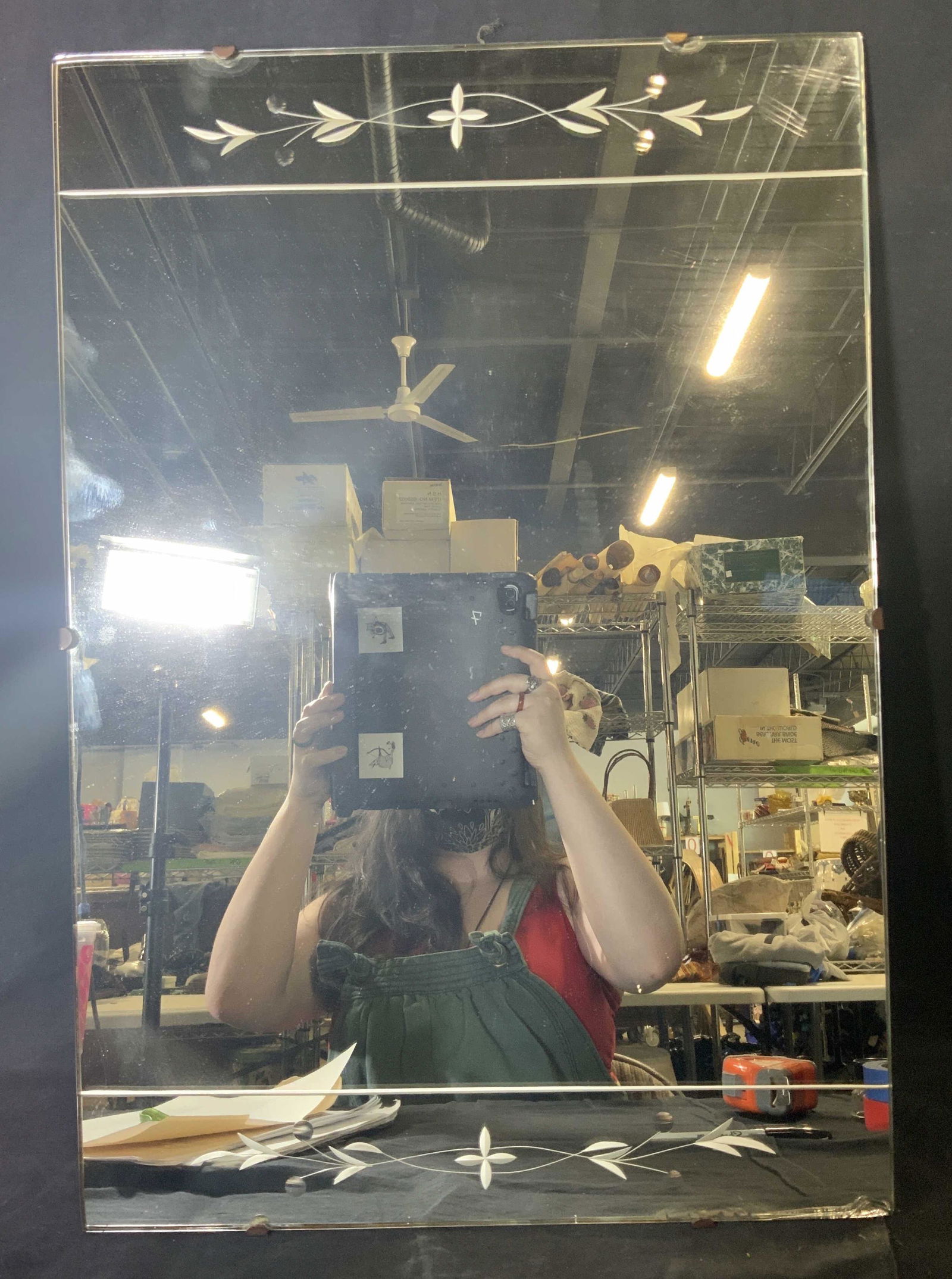 Vintage Painted Glass Wall Mirror (1 of 5)