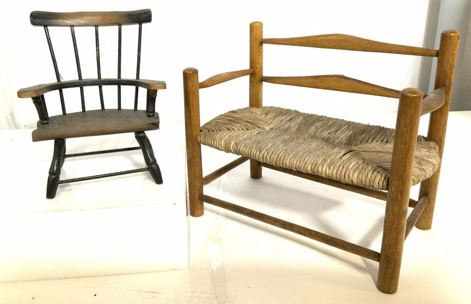 Mia Katie’s Rattan and Wood Bench and Chair (1 of 5)