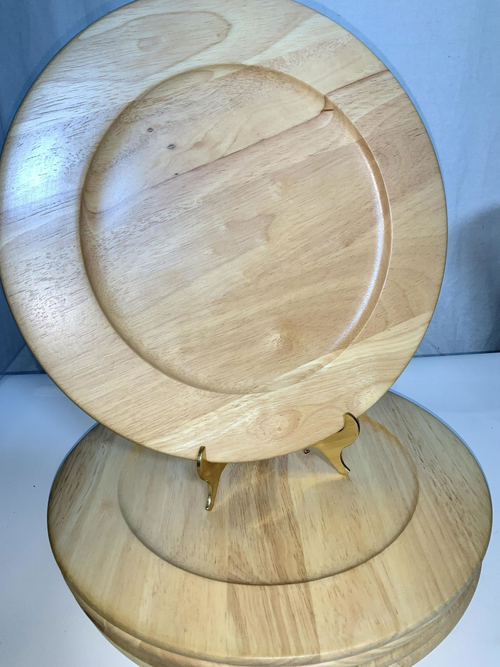 Set 5 Thick Wood Table Chargers/Serverware, Thail. (1 of 7)