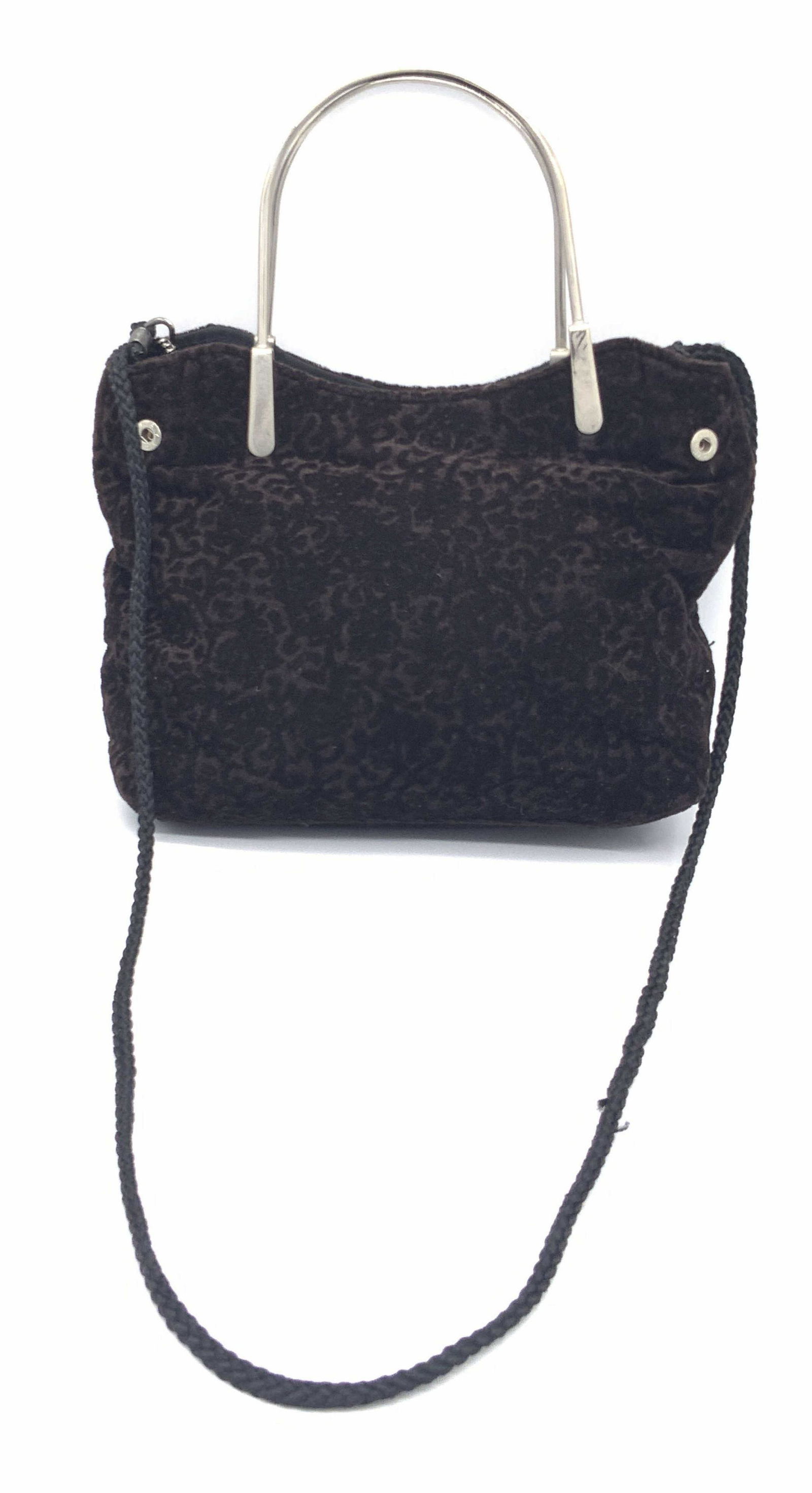 Vintage Chocolate Brown Velvet Ladies Handbag (1 of 10)