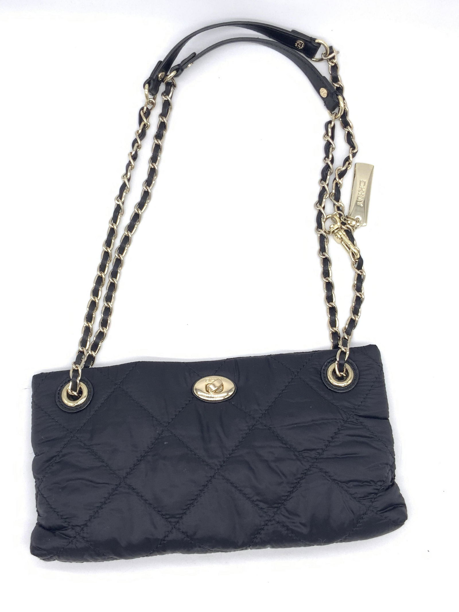 DKNY Quilted Black Fabric Ladies Shoulder Purse (1 of 10)