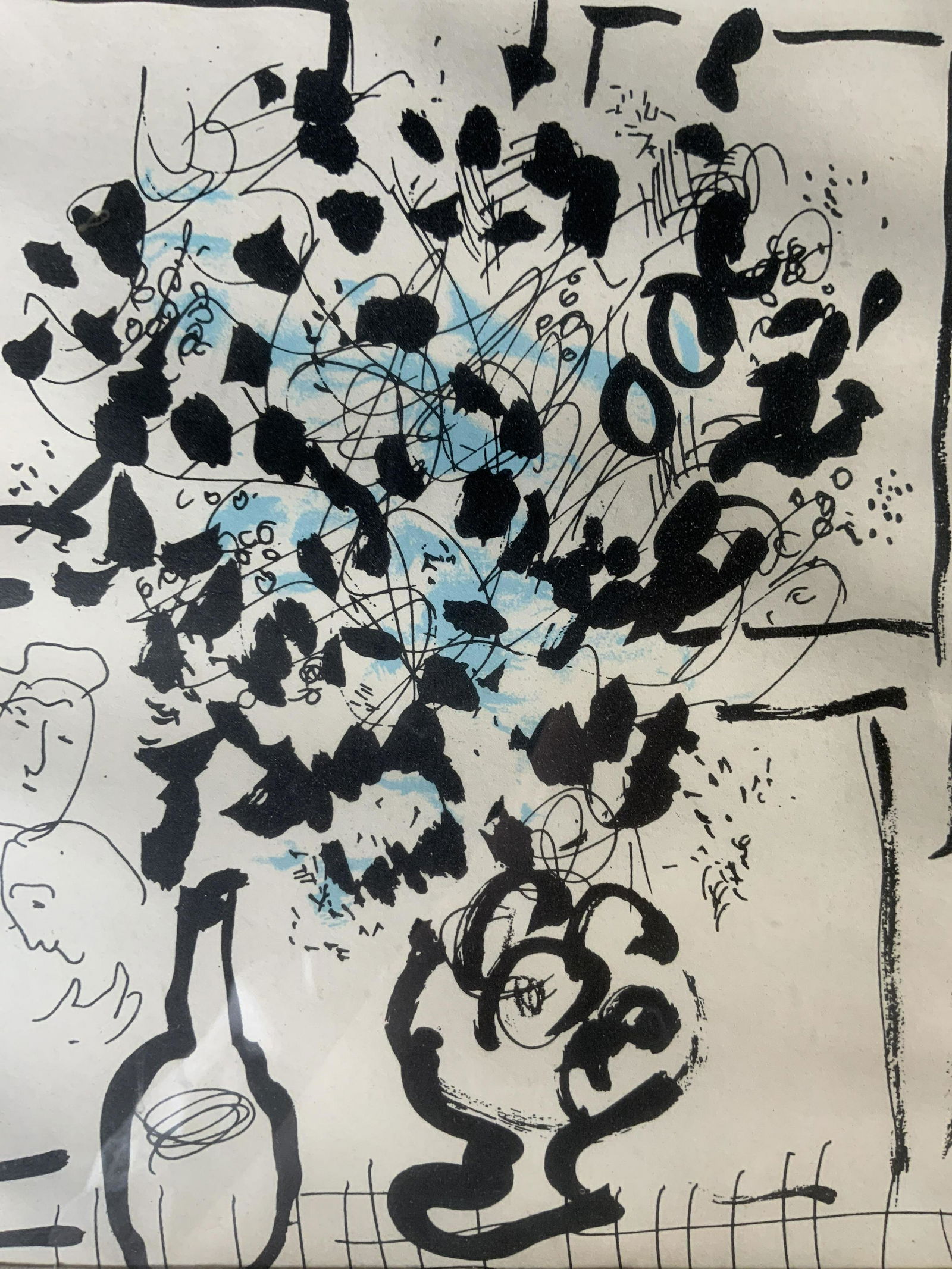 MARC CHAGALL Black & Blue Bouquet Lithograph (1 of 6)