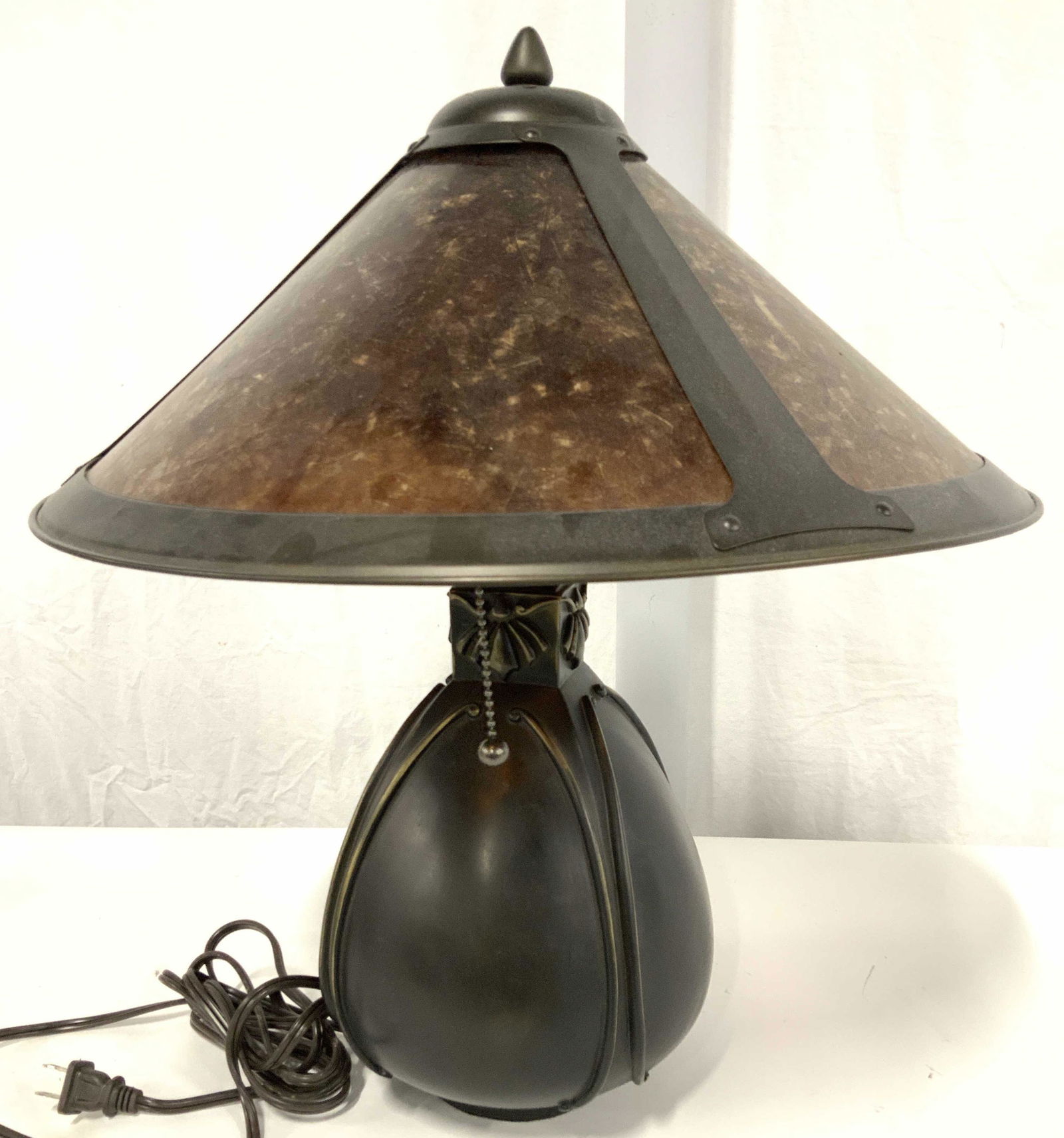 Mica Mission/Shaker Lamp with Orange Shade Lamp (1 of 9)