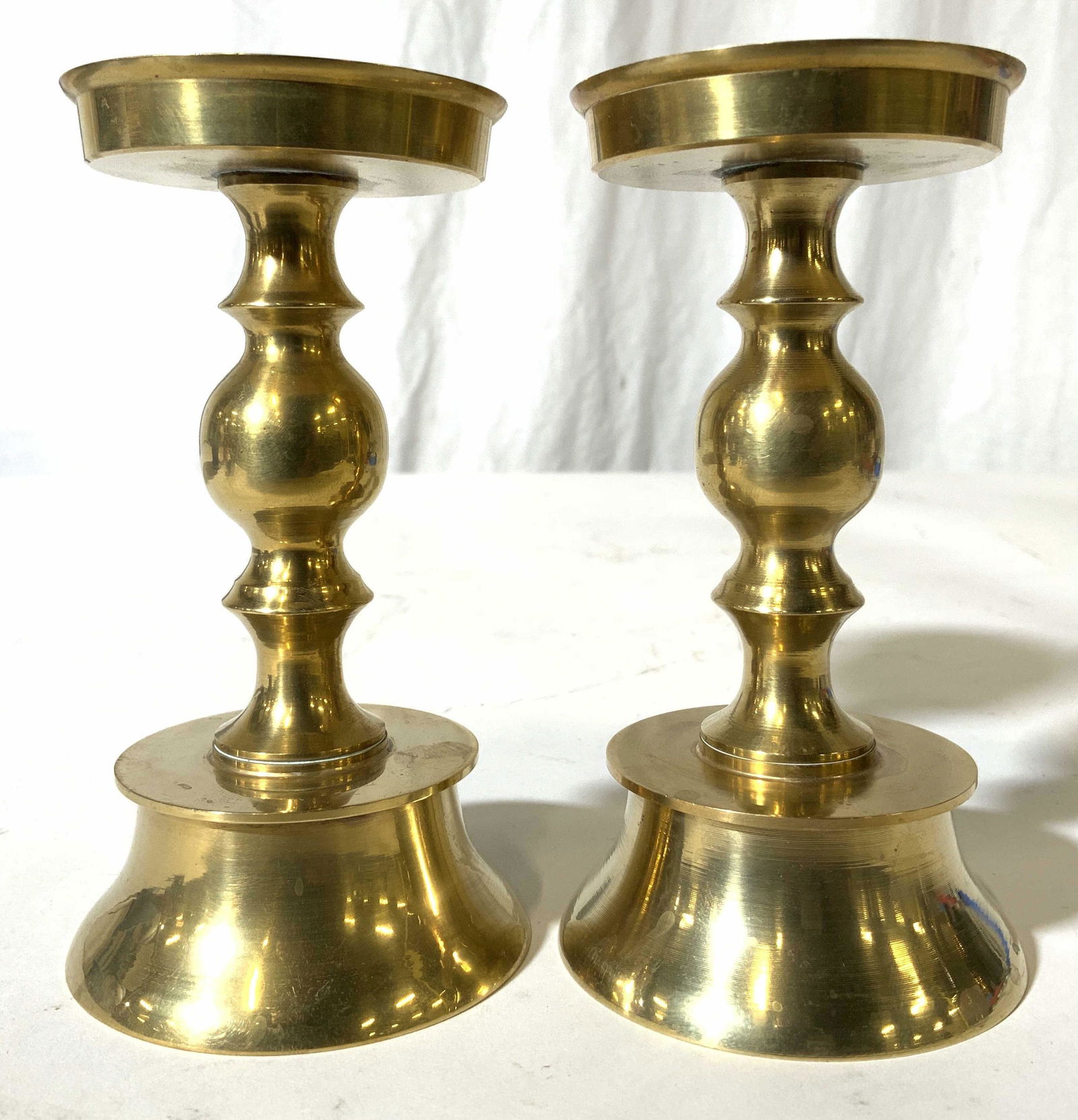 Vntg Pair Gold toned Brass Candlesticks (1 of 8)