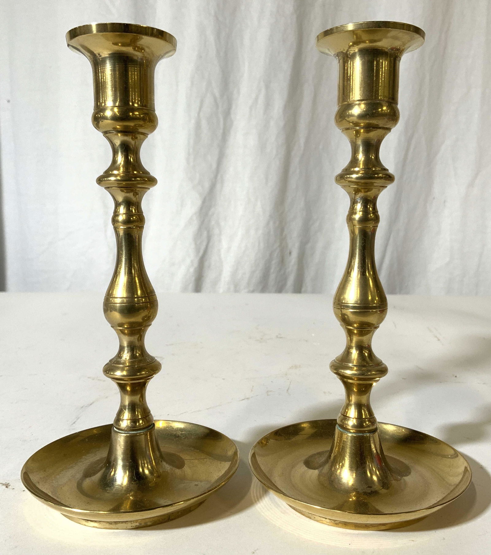 Pair Vintage Gold Toned Candlesticks (1 of 8)