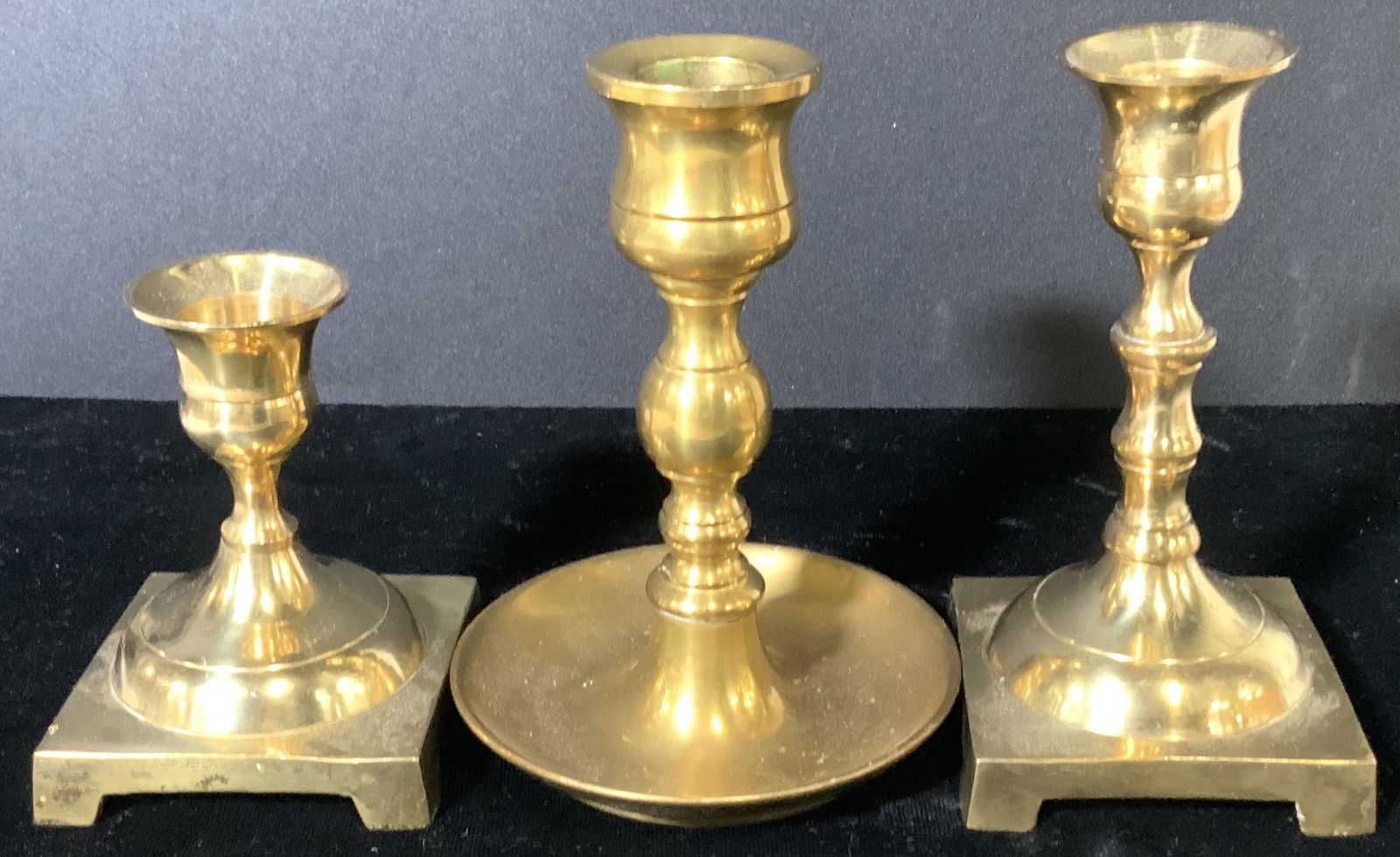 Group 3 Shiny Brass Candlesticks (1 of 5)