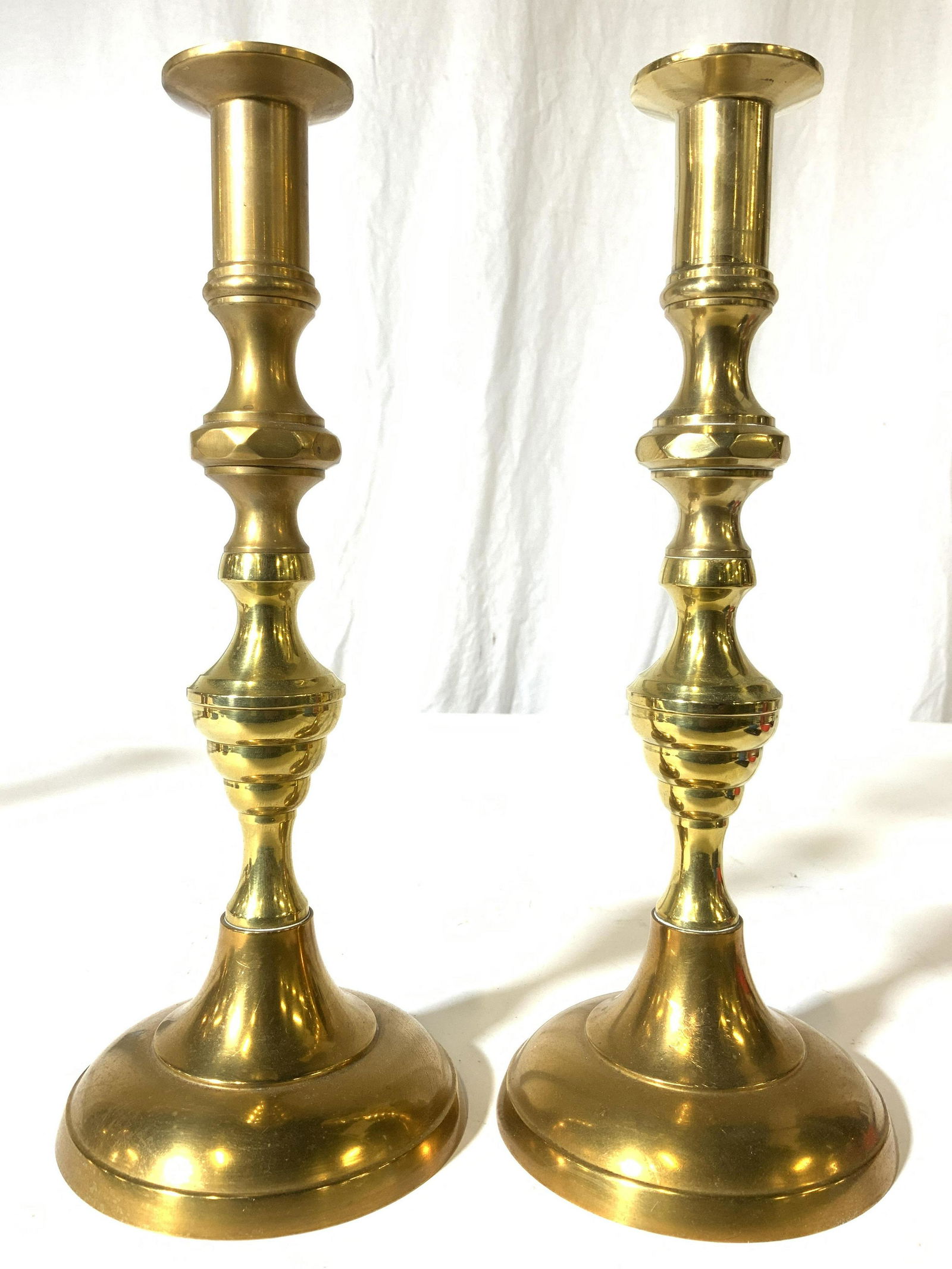 Pair Vintage Gold Toned Candlesticks (1 of 8)