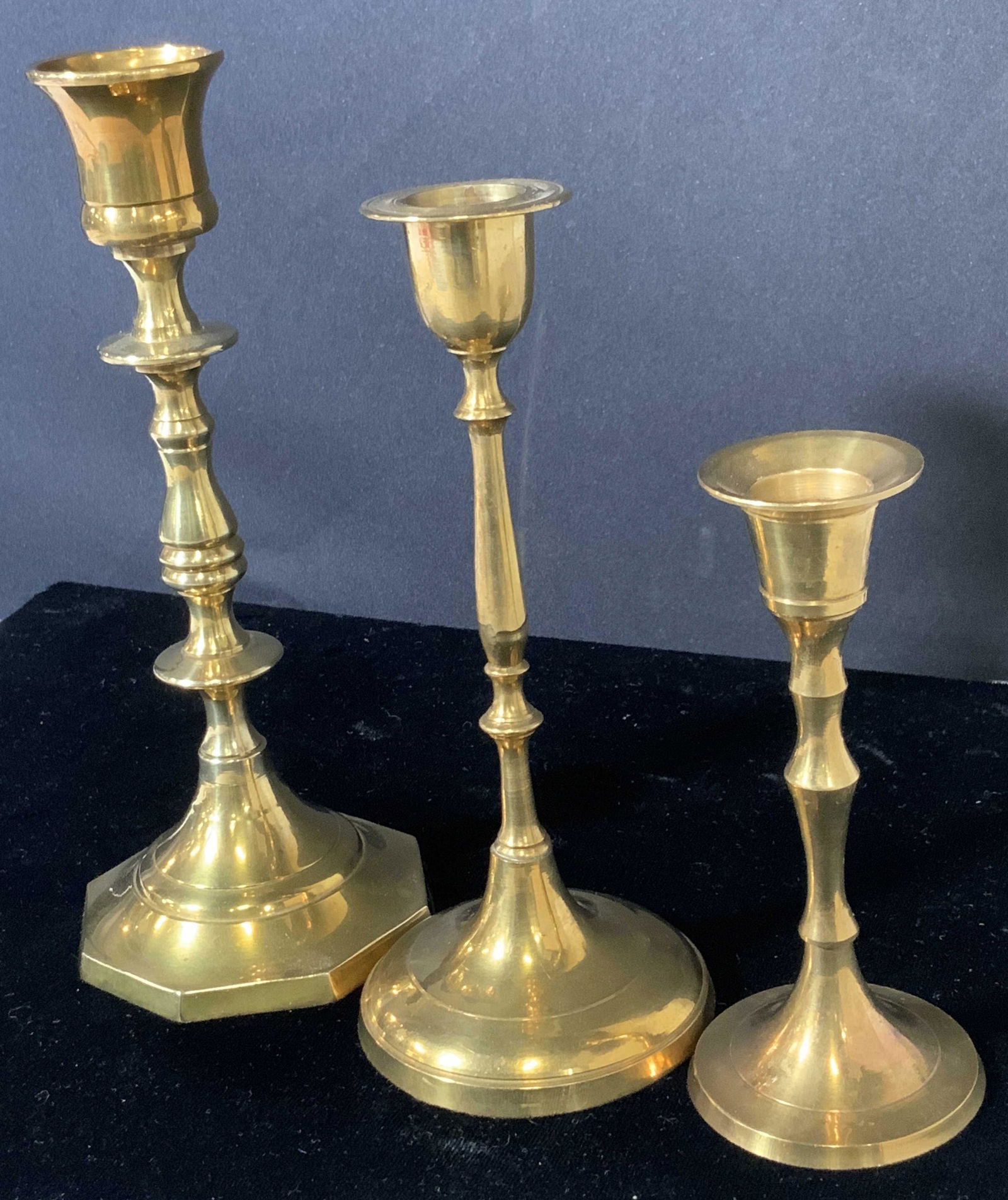 Group 3 Tabletop Brass Candlesticks, India (1 of 6)