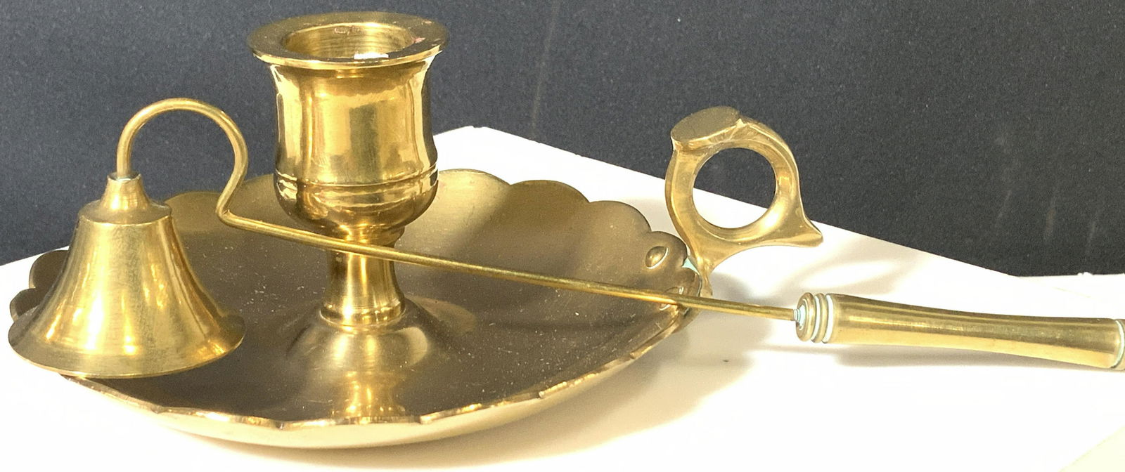 Solid Brass Candle Snuffer & Chamberstick (1 of 6)