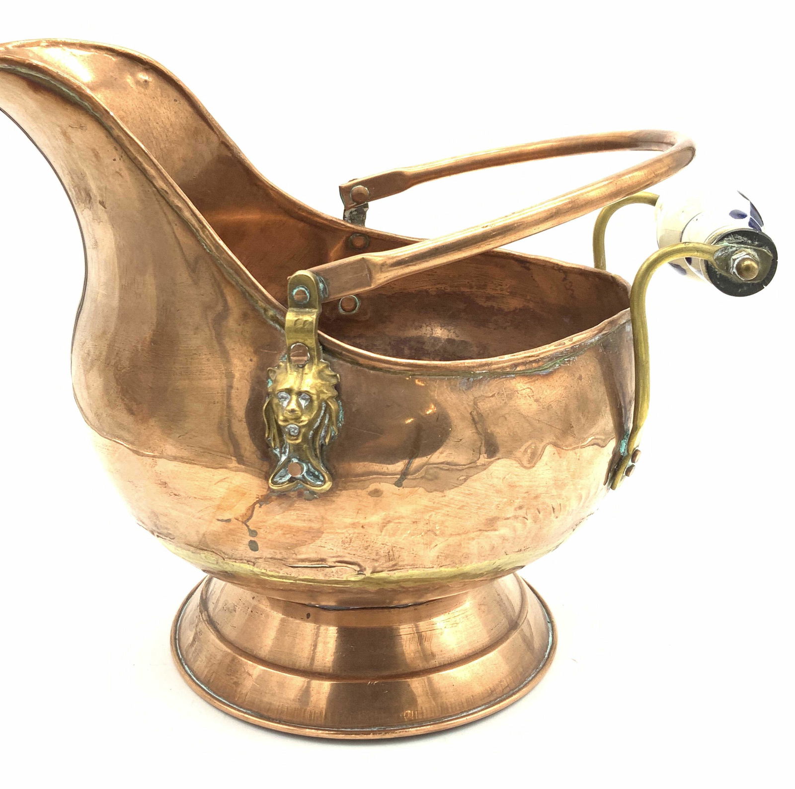 Copper Coal Scuttle Pail with Delft Handle (1 of 8)