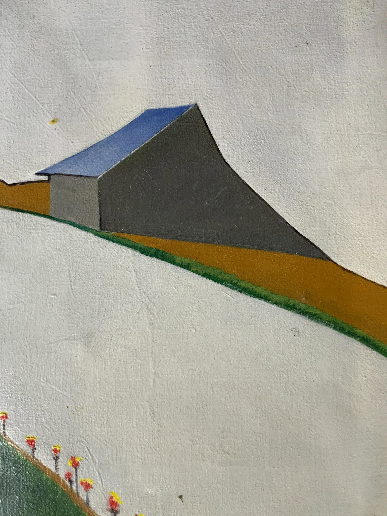 Signed Acrylic Painting of Vermont 1991: Signed Acrylic Painting of Vermont 1991, signature to reverse illegible, inscriptions to reverse read ‘Vermont 1991’, subject a minimalist depiction of a road, measures 11 x 8 inches, exposed canv