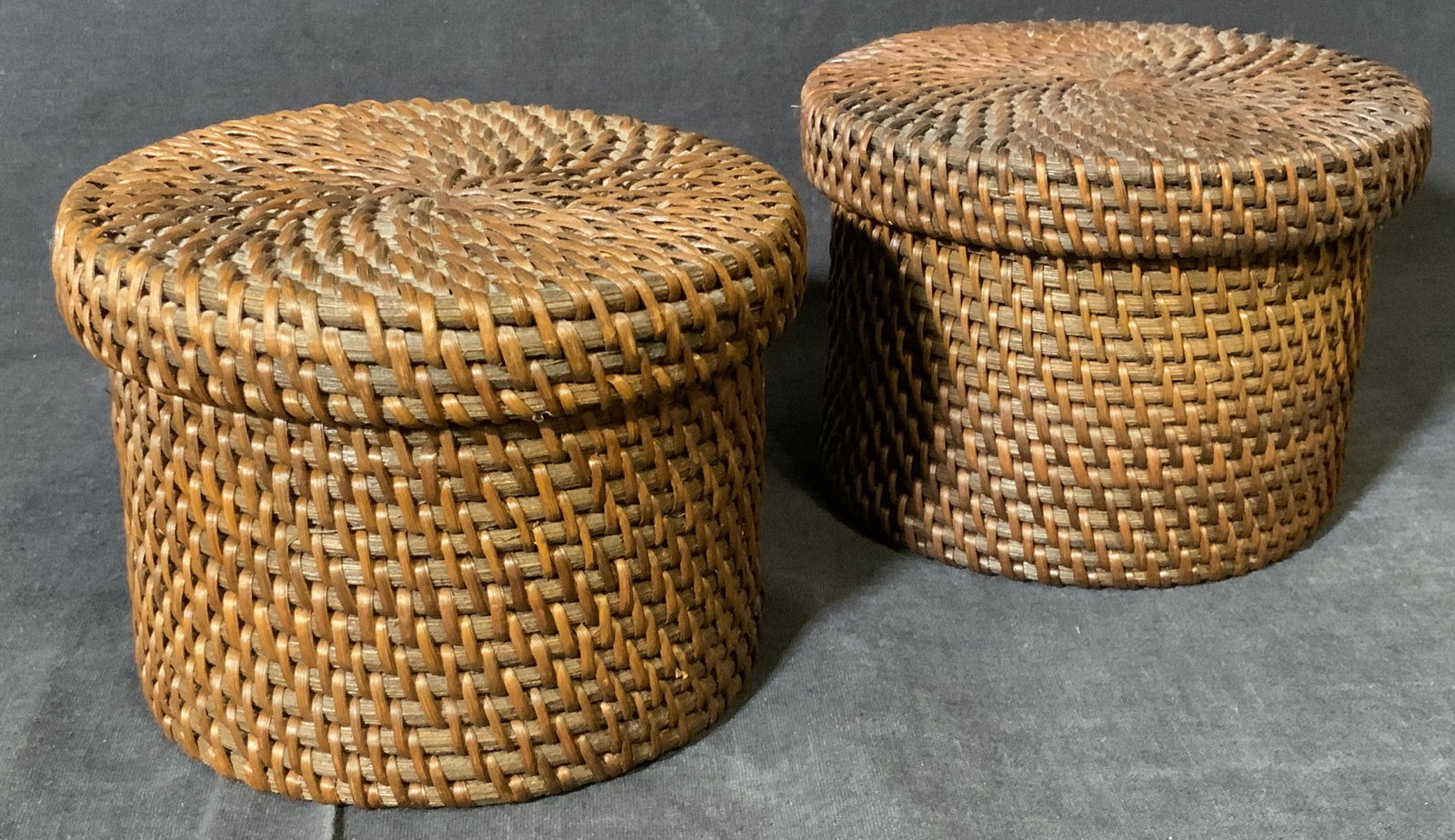 Pair Lidded Wicker Boxes (1 of 4)