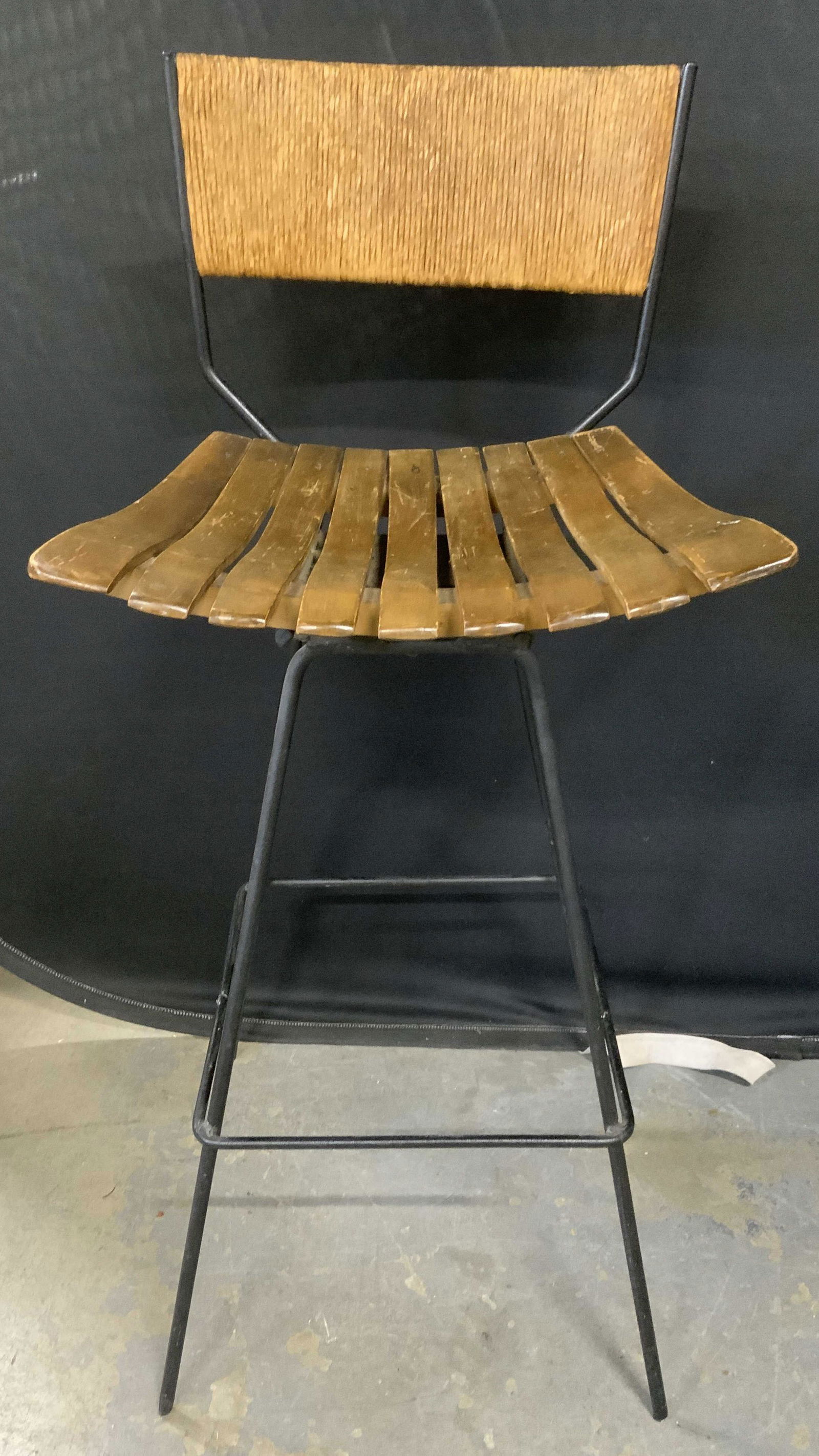 Vintage Wood & Swivel Metal Stool (1 of 9)