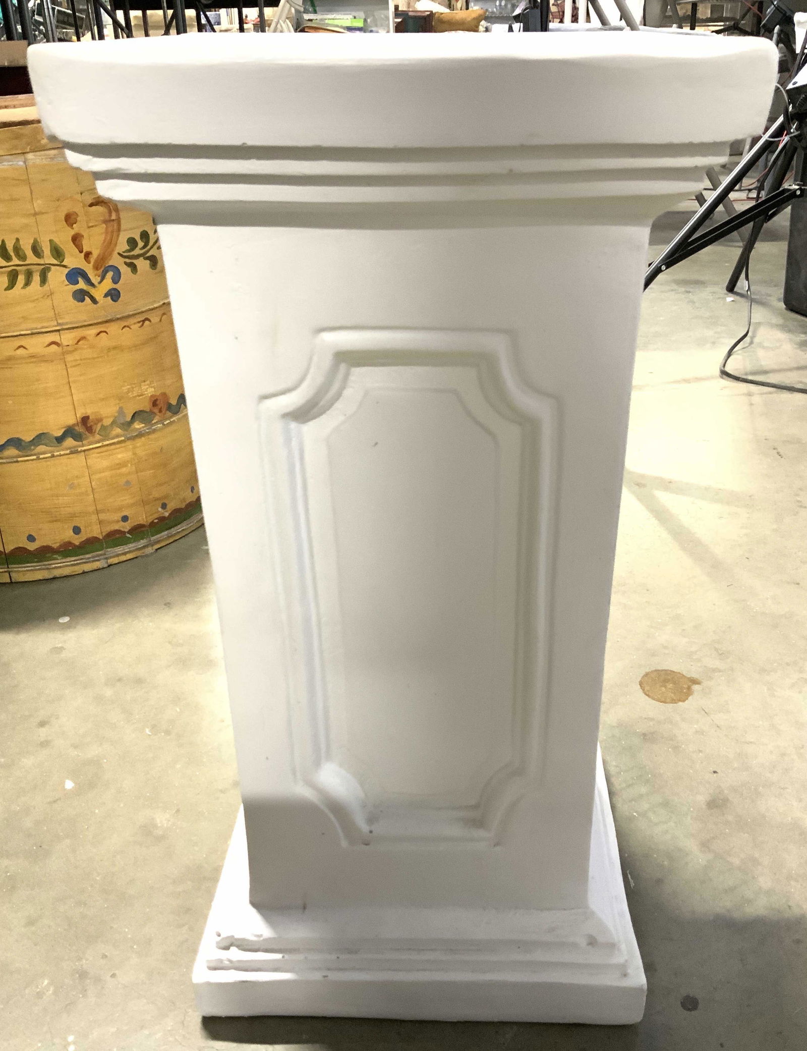 Painted White Tuscan Cement Pedestal Stand (1 of 6)