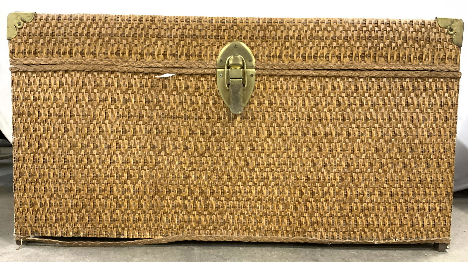 Vintage Woven Wicker Rattan Trunk (1 of 10)