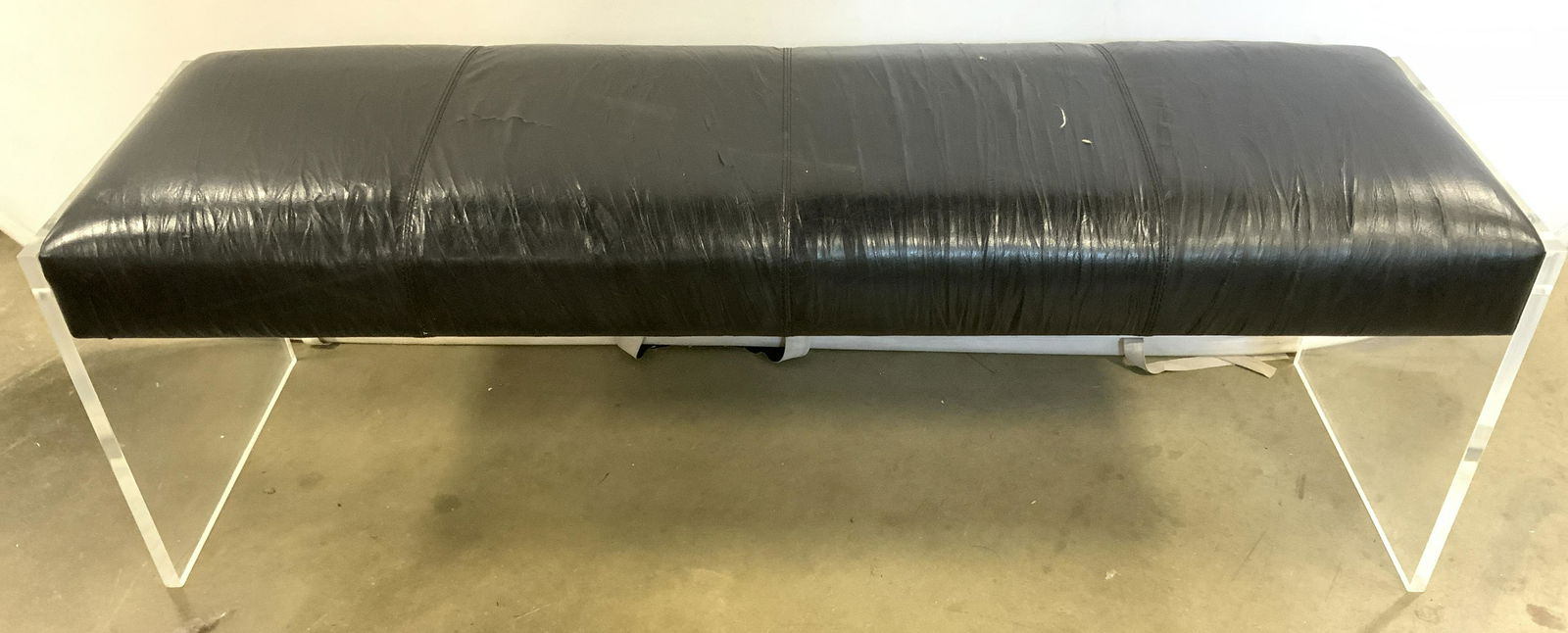 Mid Century Modern Lucite & Leather Bench (1 of 10)