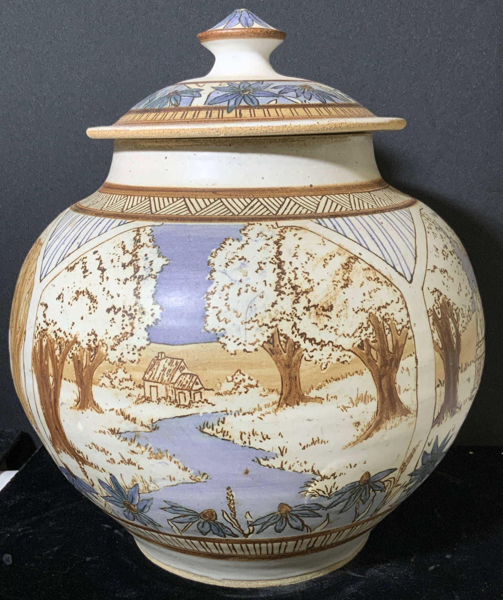 Signed Artist  Stoneware Ginger Jar Centerpice (1 of 9)