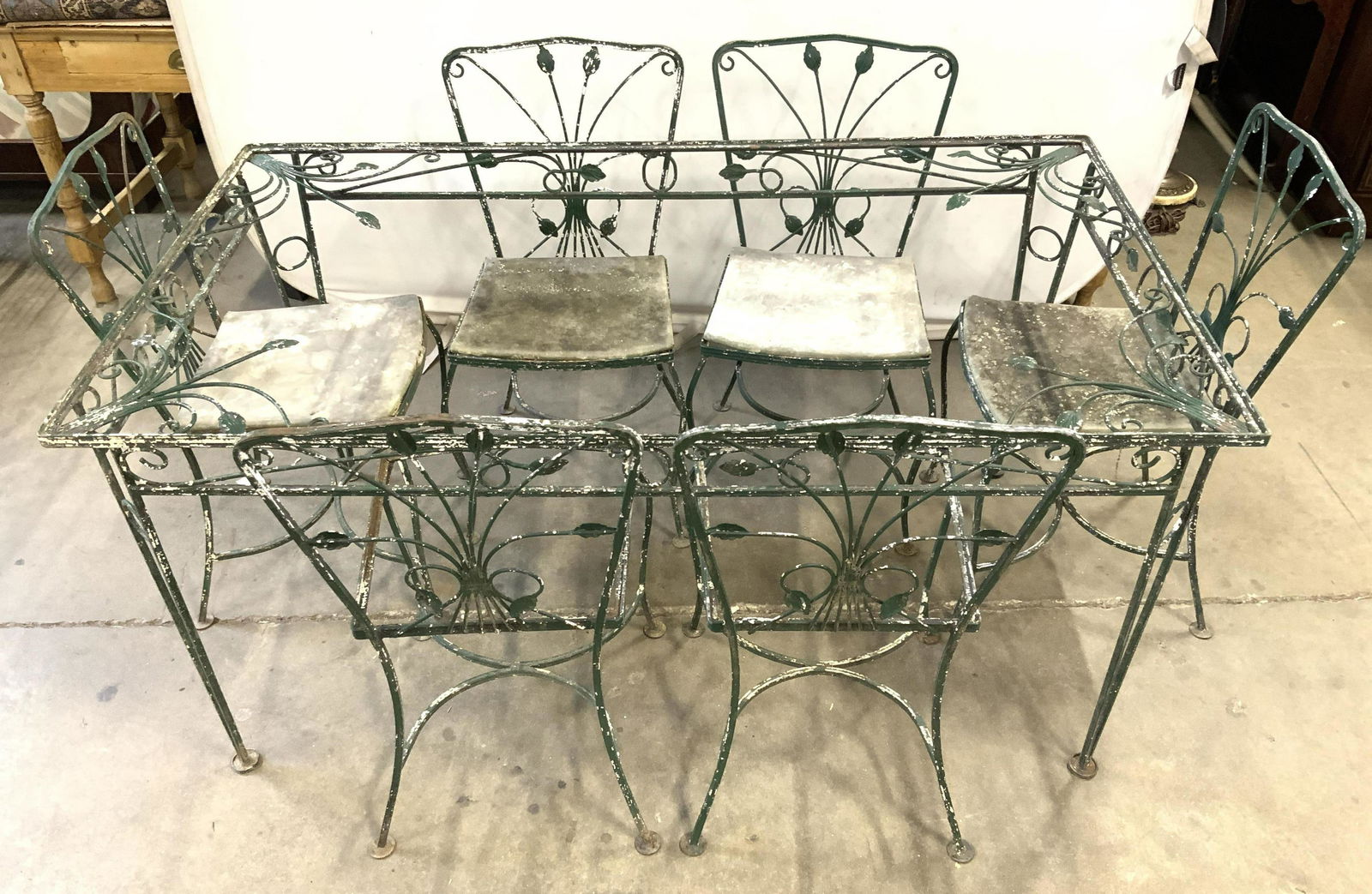 Set 7 Iron Patio Furniture Table & Chairs (1 of 13)
